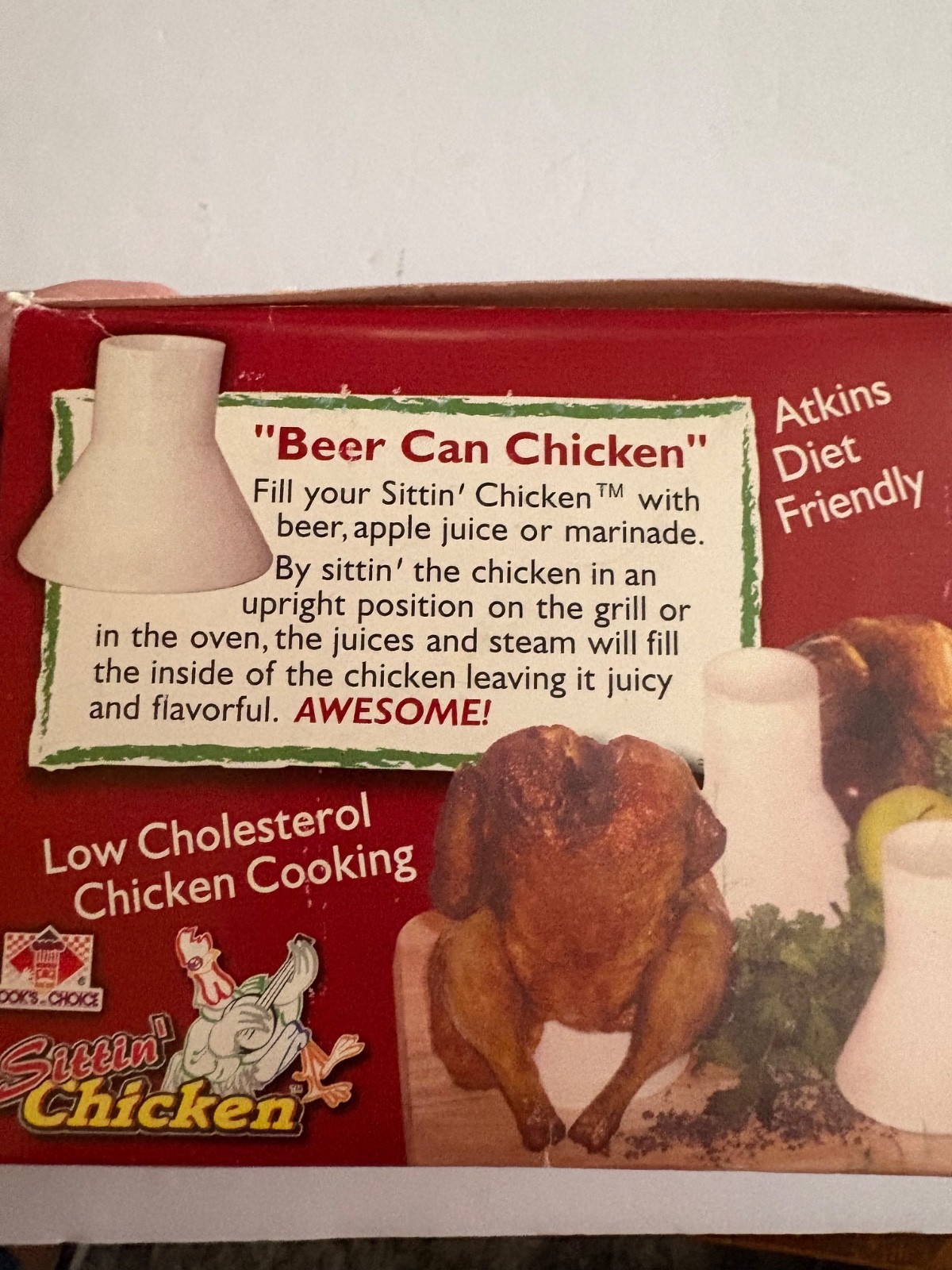 Cook’s Choice Sittin’ Chicken Ceramic Beer Can Chicken Roaster With Box BBQ Gril