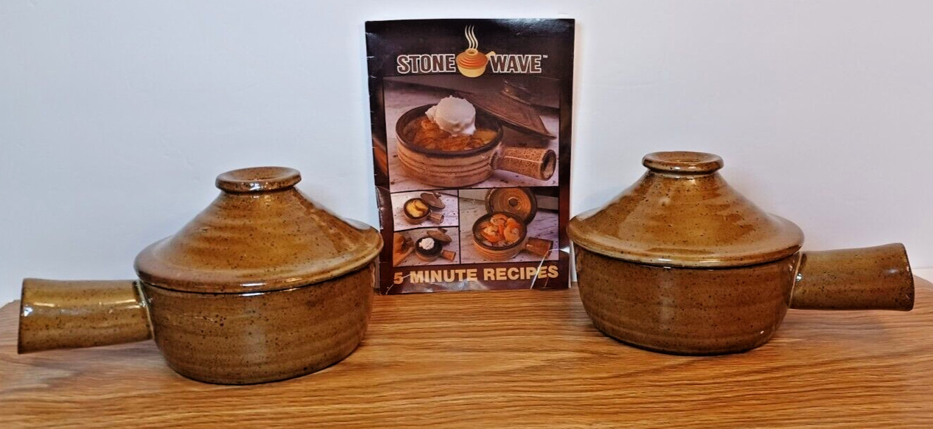 Stone Wave Microwave Stoneware Cookers SET OF TWO (2) WITH RECIPES