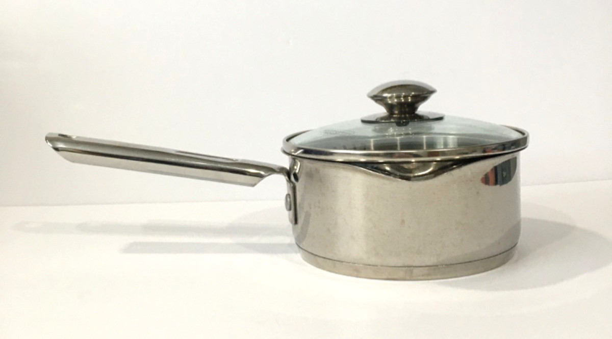 WearEver 1.5 QT Saucepan Pot Stainless Steel Double Pour W/Glass Drainer Lid