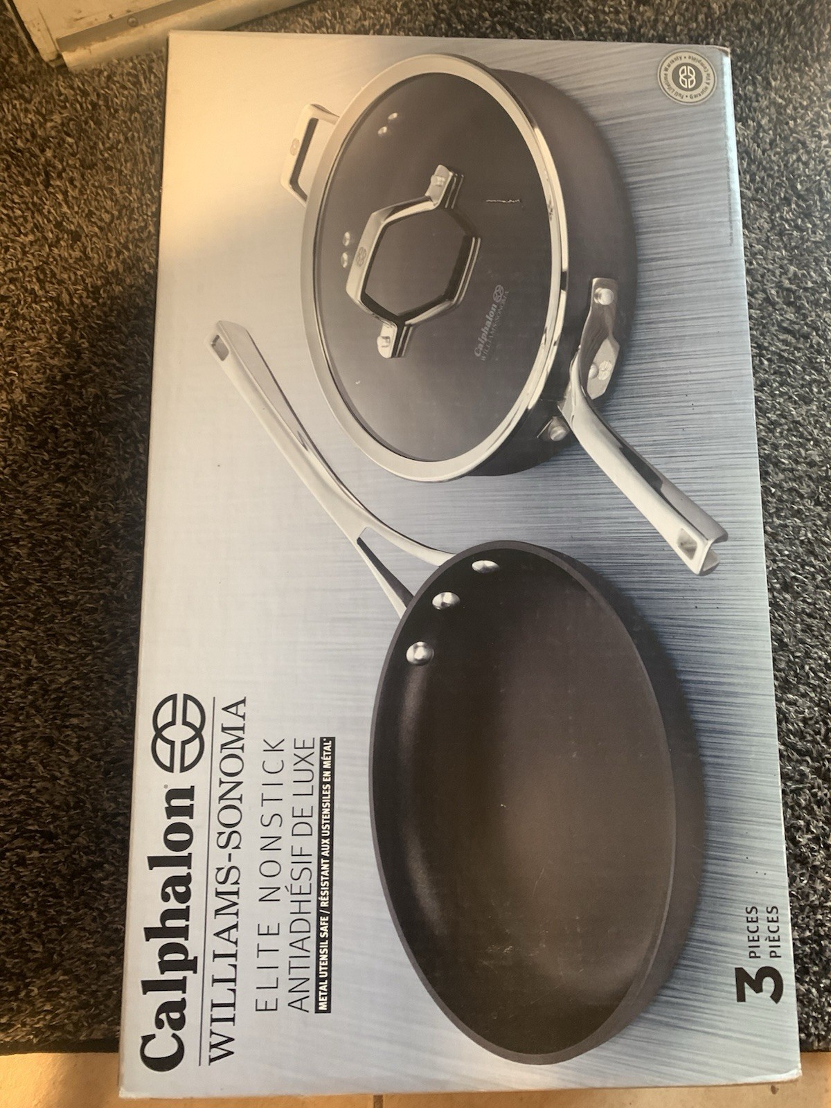Calphalon Elite Nonstick 3-Piece Skillet Set Black w/ Lid, 500°F Oven Safe
