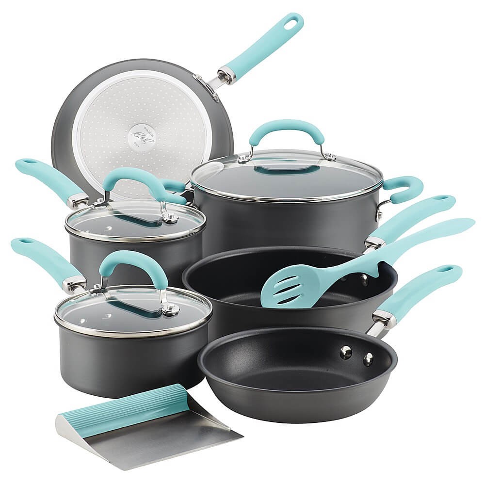 Rachael Ray Create Delicious 11-Pc Hard-Anodized Nonstick Cookware Set Blue