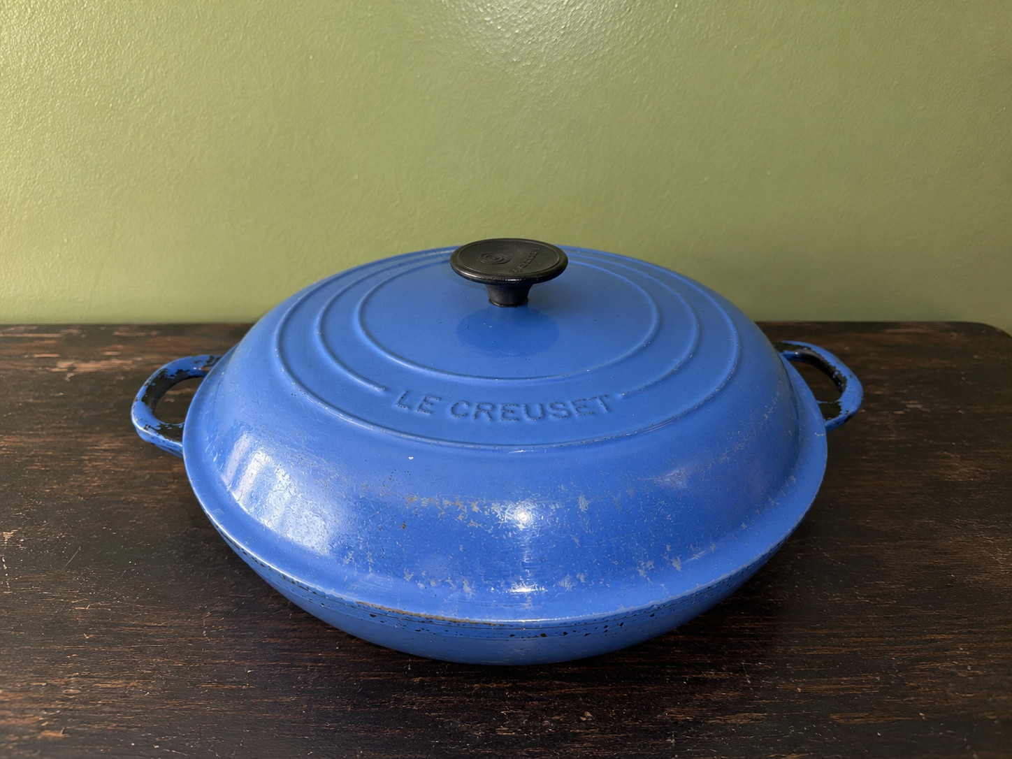 Le Creuset #30 Blue Enameled Cast Iron Braiser Buffet Casserole Pan w/Lid France