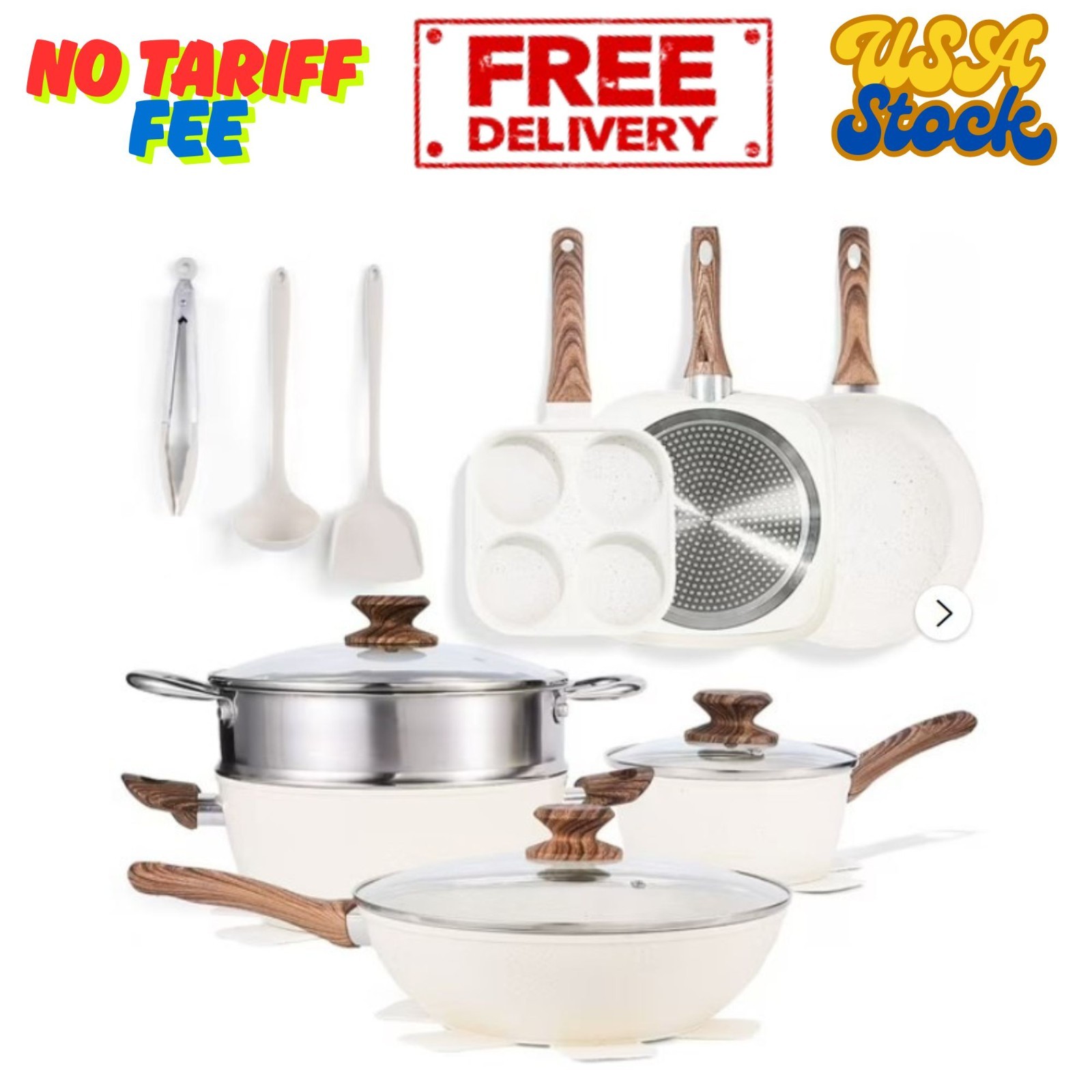 17 Pcs Non-Stick Pots and Pans, Non-toxic Kitchen Cooking Set with Stay-Cool …