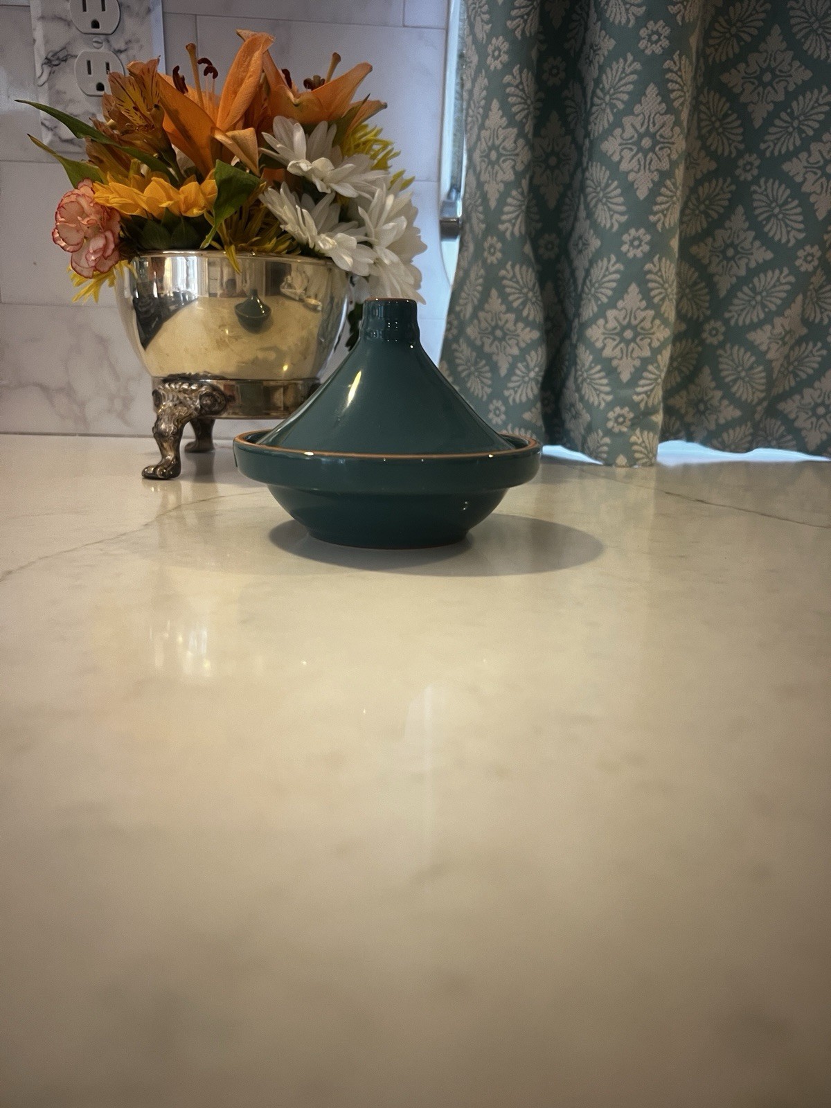World Market Aqua Terracotta Mini Tangine Made In Portugal