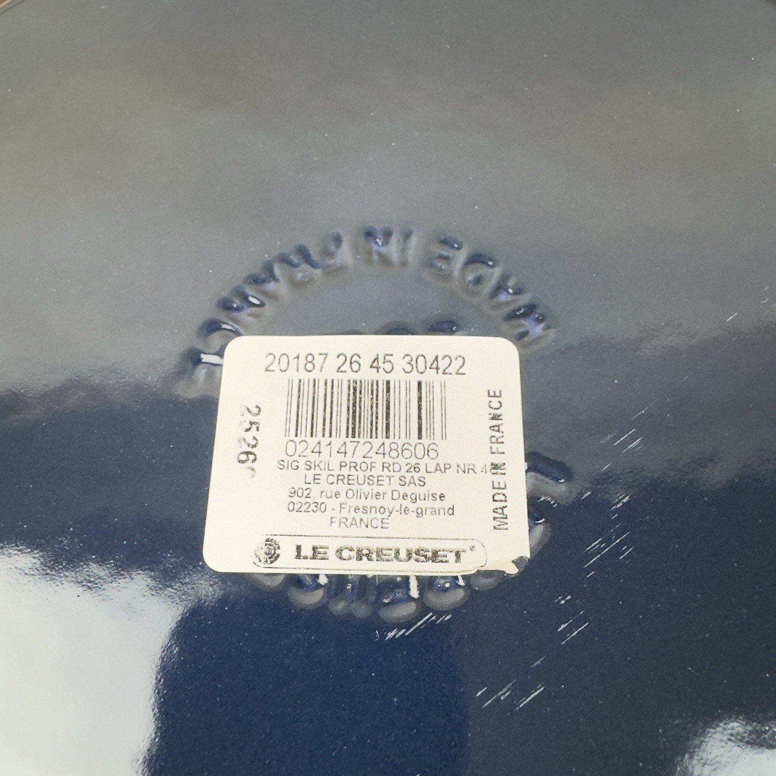 Le Creuset Signature Enameled Cast Iron Deep Skillet 10 1/4” Lapis Scuffed Read