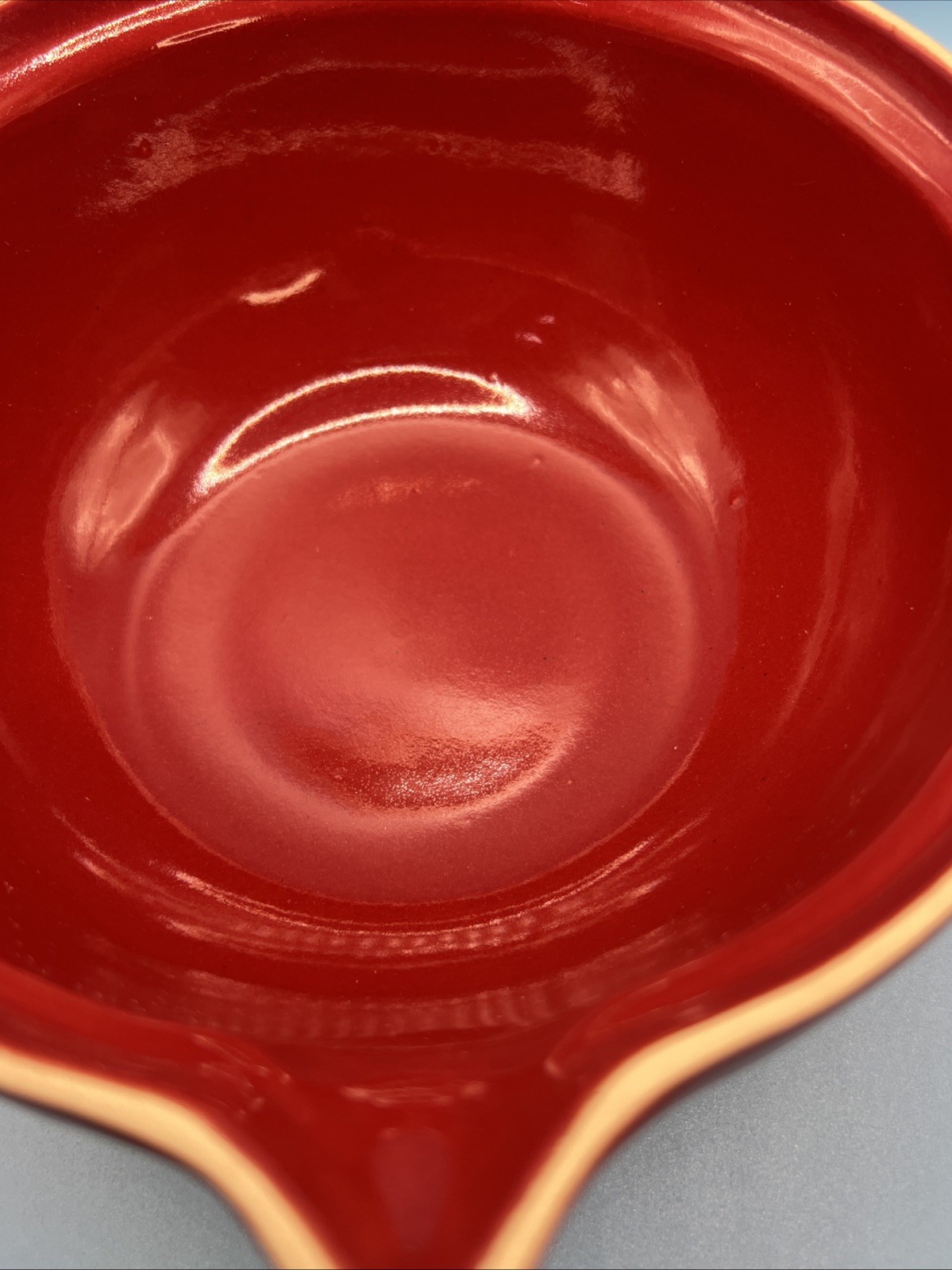 Emile Henry France 7″ Red Flame Ceramic BBQ Sauce Fondue Pouring Pot #2902
