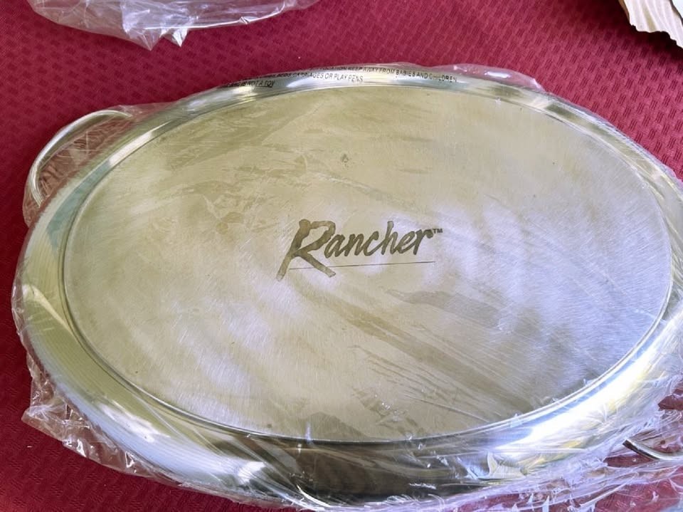 New 18/10 Stainless Steel Oval Roaster Set w/Accessories Rancher M10002