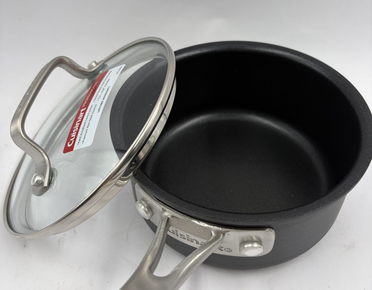 CUISINART NEW POT AND PANS SET W/ LIDS INDUCTION HARD ANODOZIED NON STICK