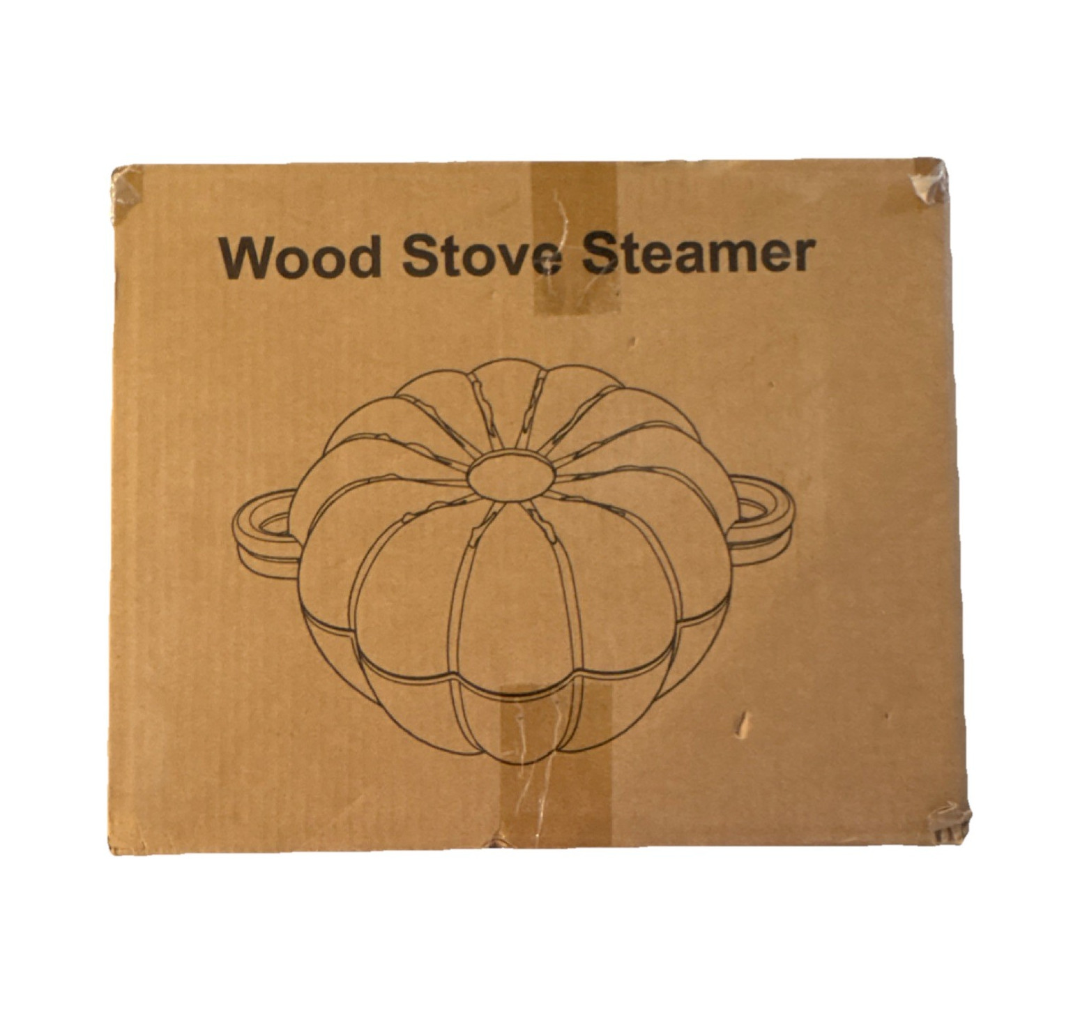 Pumpkin Cast Iron Porcelain Enamel Wood Stove Steamer Orange Large Capacity