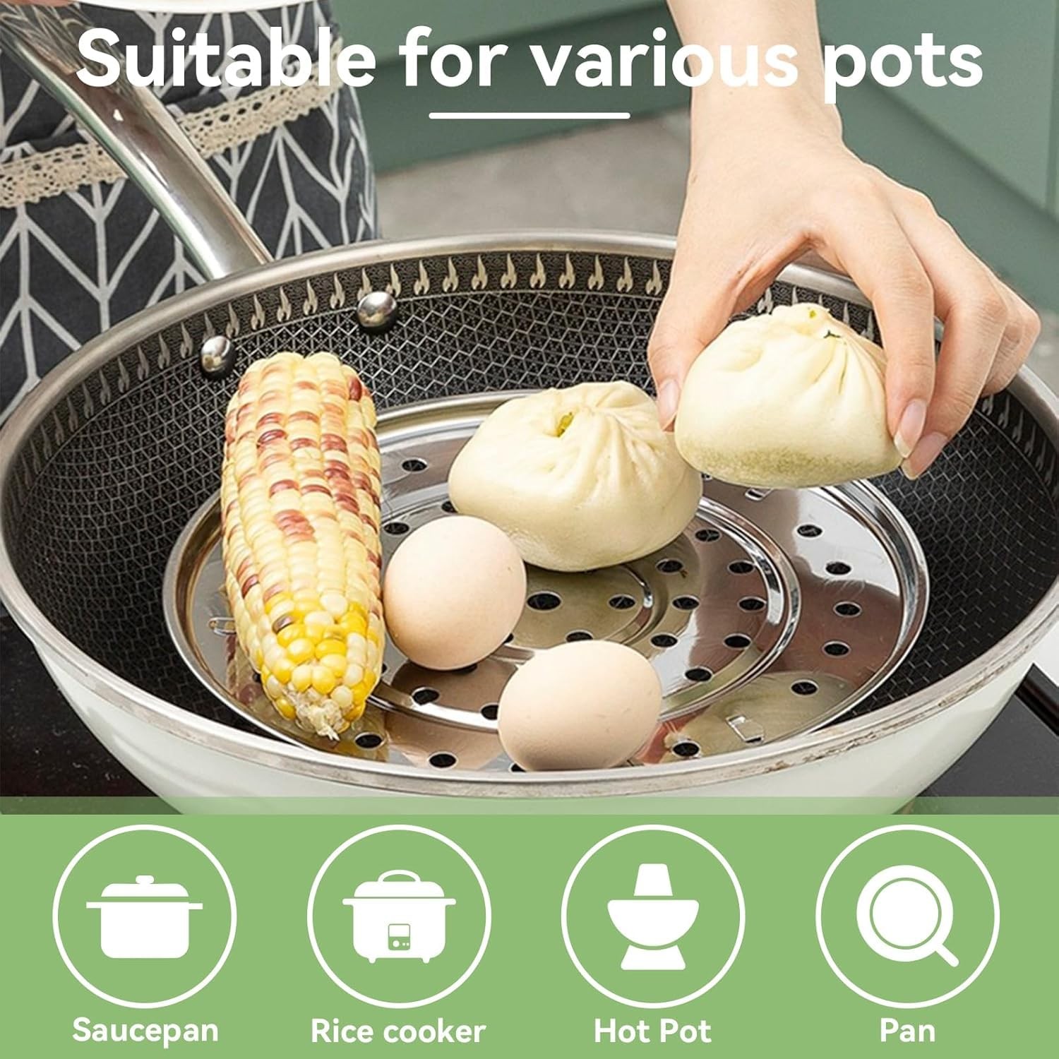 1 PCS Stainless Steel Steam Rack Round Tray 10.2×10.2×1.9 Inch Supporting