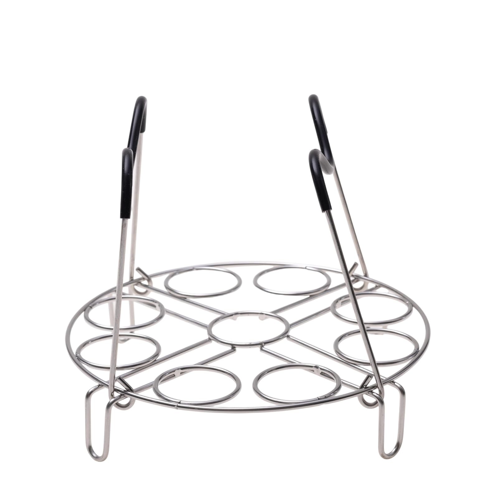 19.5cm/7.68inch Silver Egg Steamer Rack Trivet with Heat Resistant Silicone H…