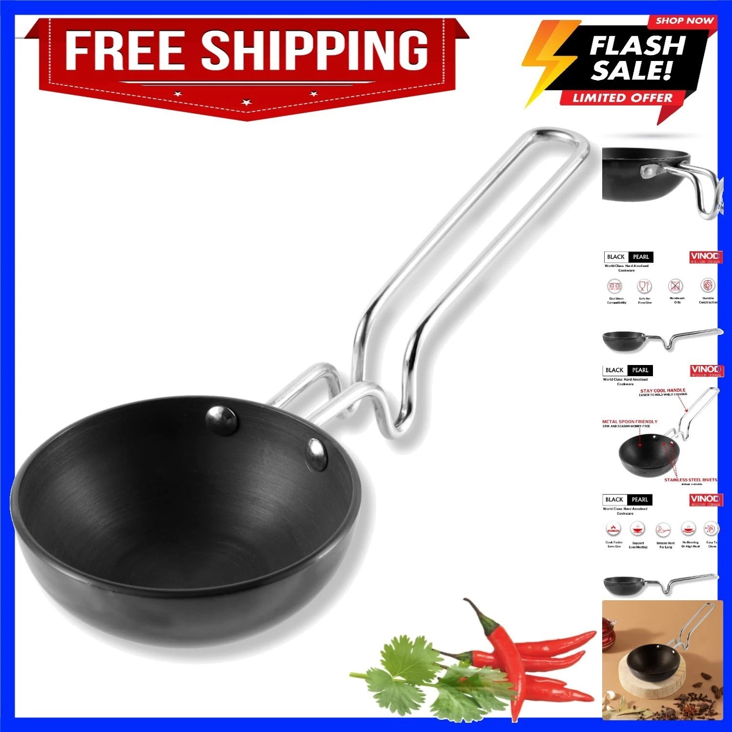 Tadka Pan – 3.25mm Thick – Hard Anodized Large