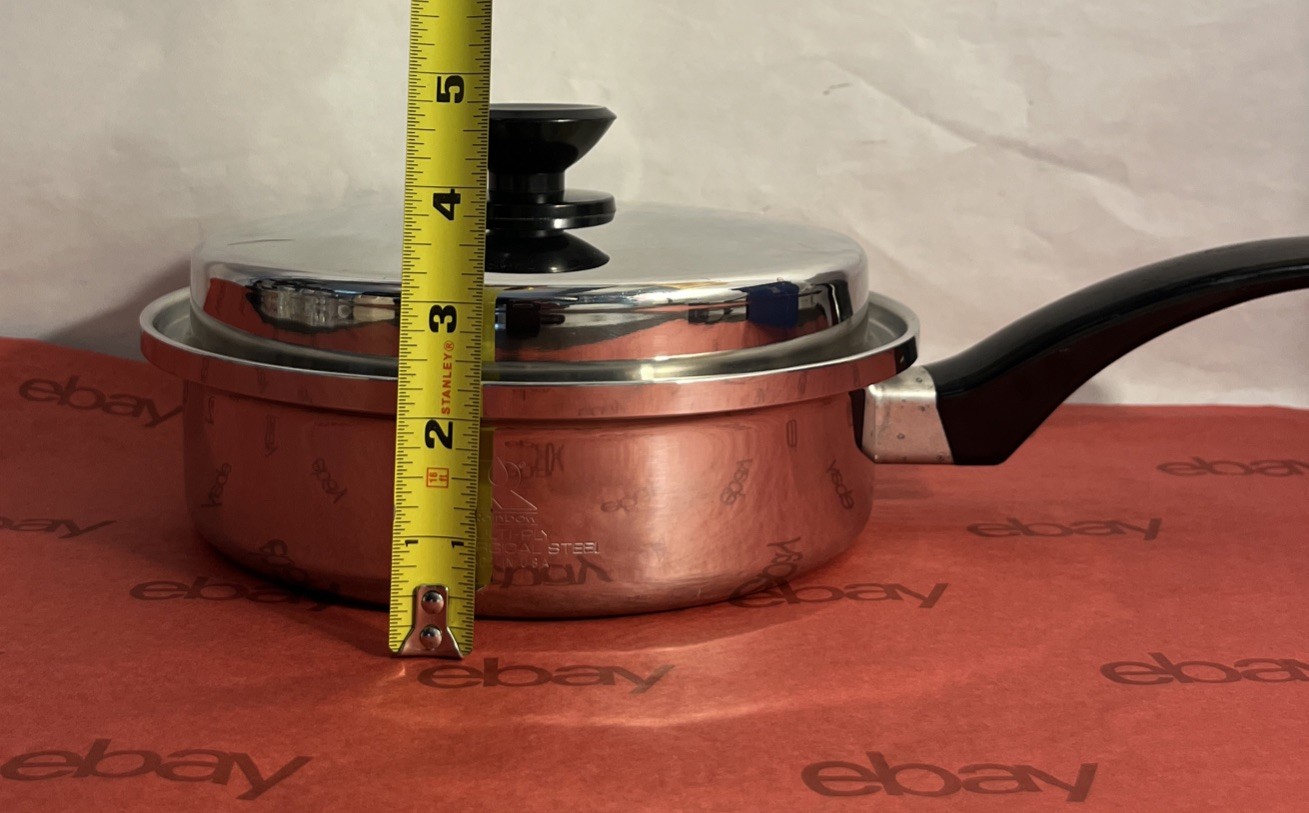 VTG Rainbow Multi-Ply Surgical Steel 8” Saute Skillet Sauce Pan W/Lid 1.5 Qt USA