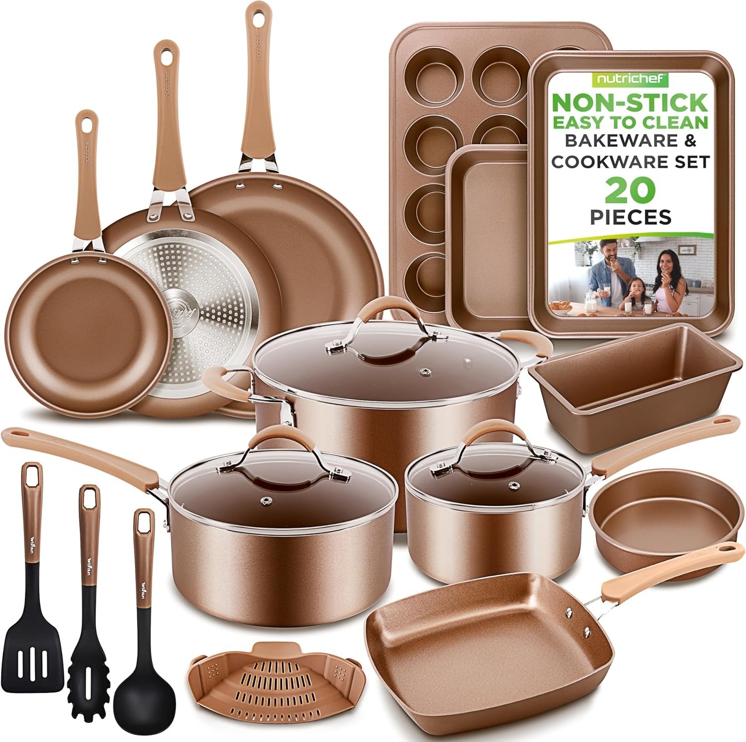 Comprehensive 20-Piece Non-Stick Cookware & Bakeware Set – Induction Ready