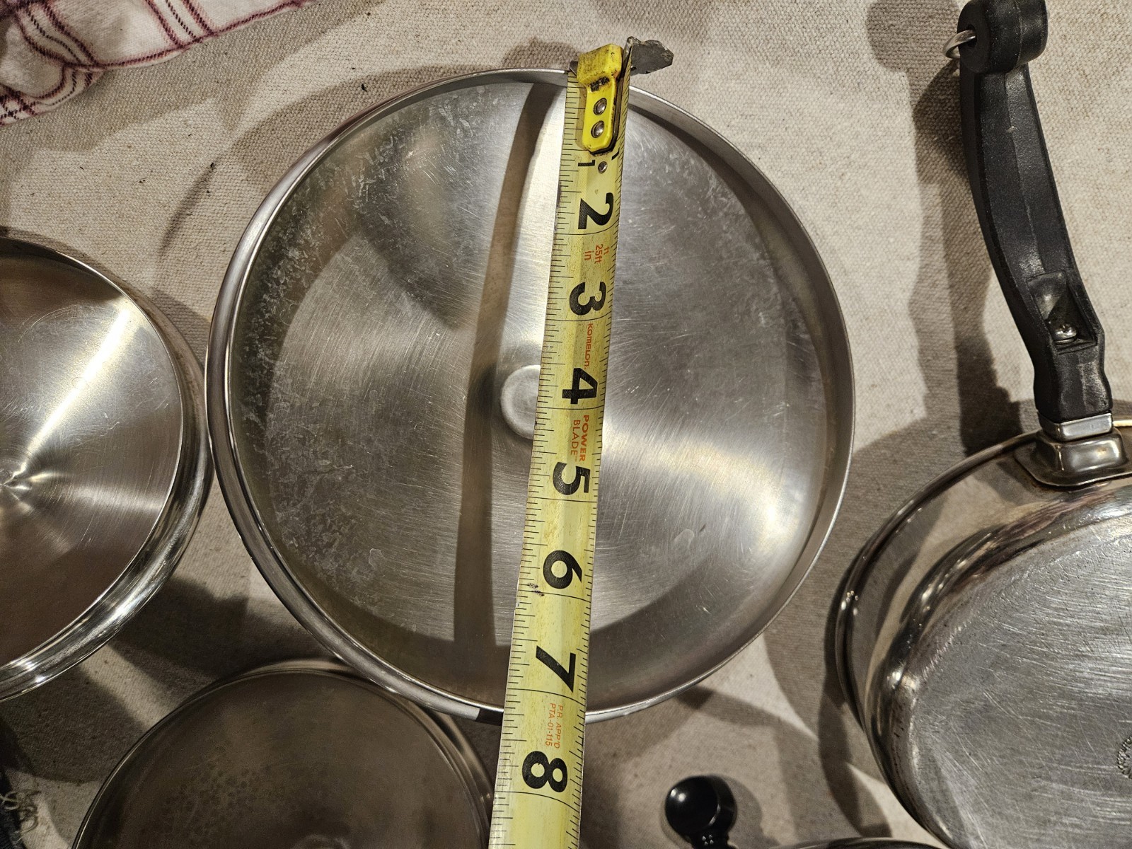 Farberware Vintage Aluminum Clad Stainless Steel Pan and 4 Lids Various Sizes