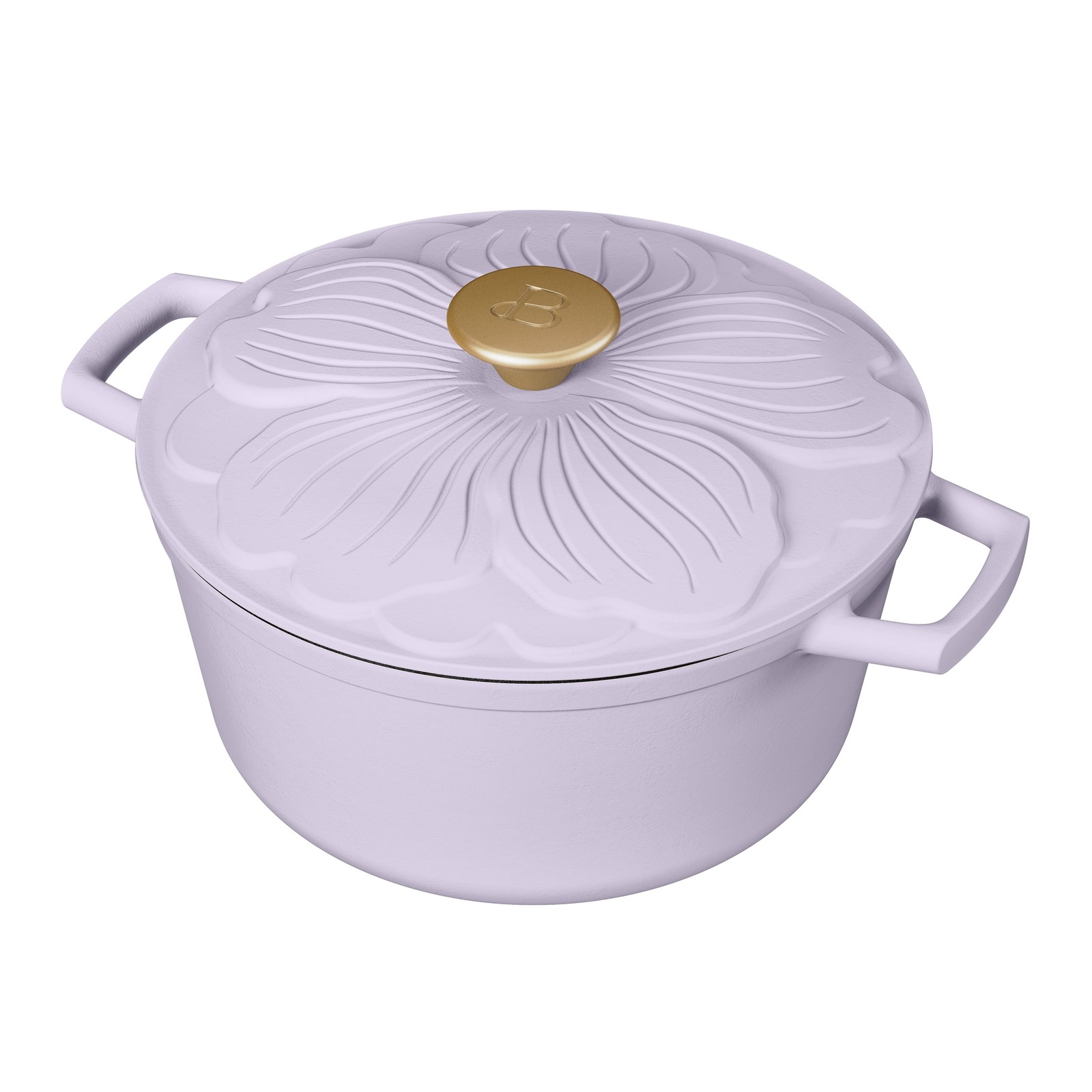 Made By Gather 4 Quart Enameled Cast Iron Dutch Oven with Petal Design Lid,