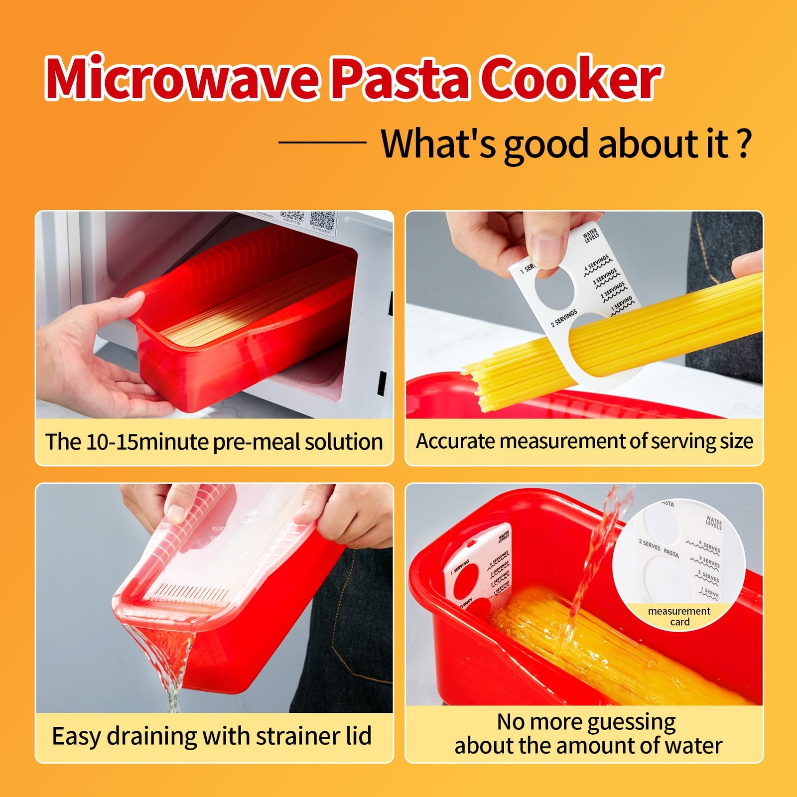 Microwave Pasta Spaghetti Cooker Pot with Strainer Lid,Pasta Cooker in Microw…
