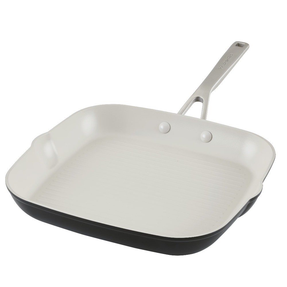 Hard Anodized 11.25 Inch Ceramic Nonstick Grill Pan, Oven Safe to 500°F