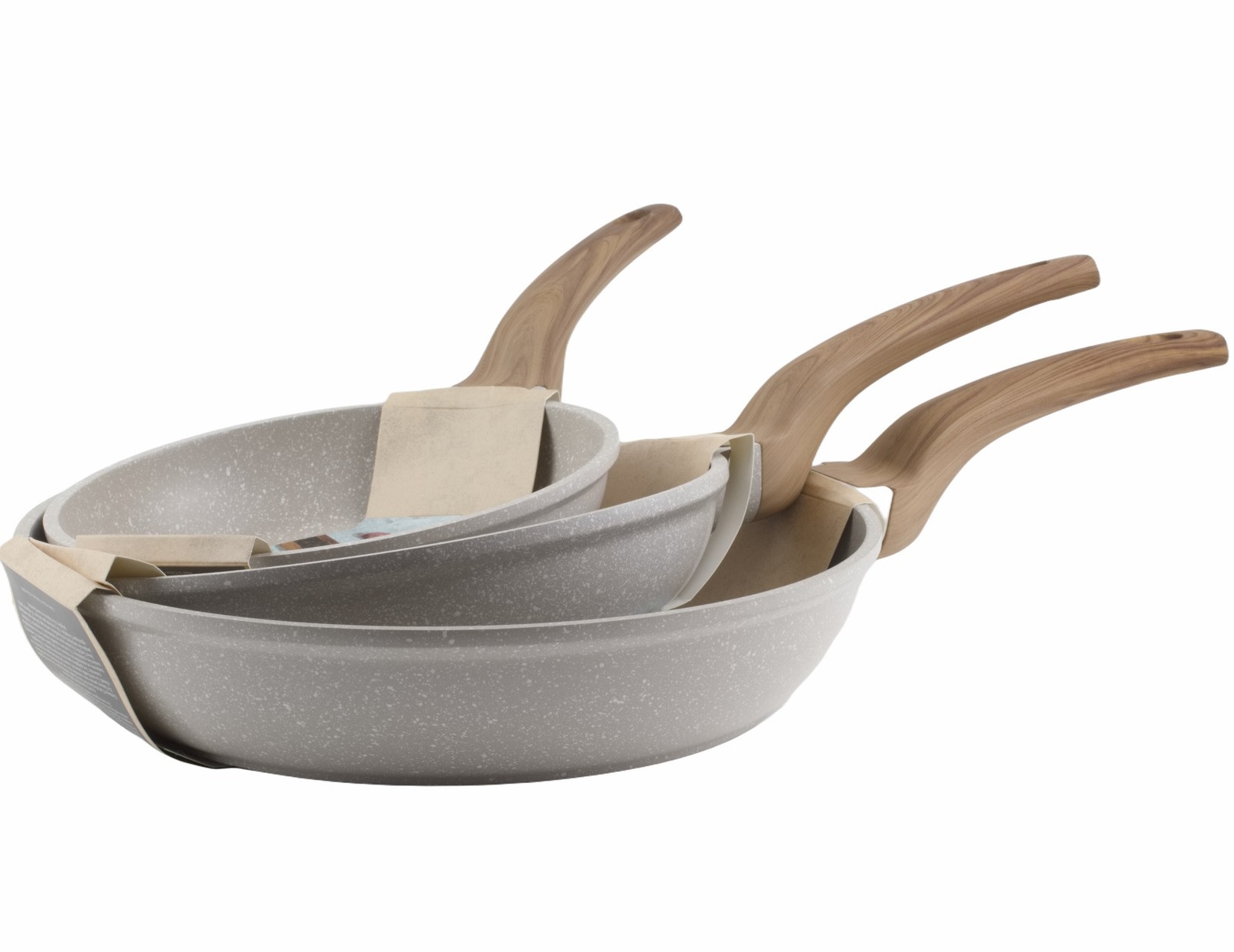 Natural Elements Woodstone 8″ 9.5″ 12″ Skillets Non Stick Frying Pans Farmhouse