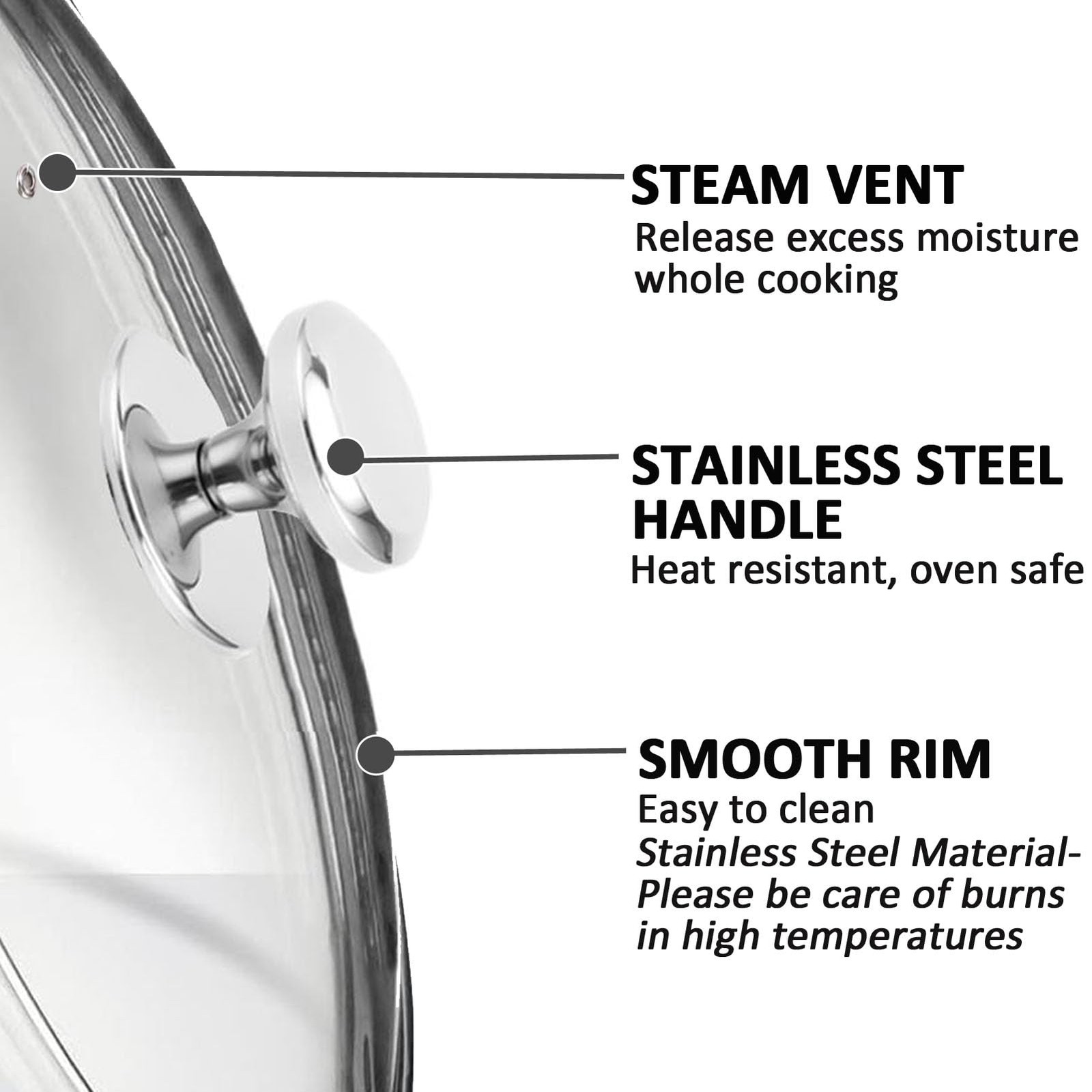 Glass Lids for 8, 9.5, 10.25, 11, 12, 12.6 Inch Frying Pans, Pots, Cast Iron …