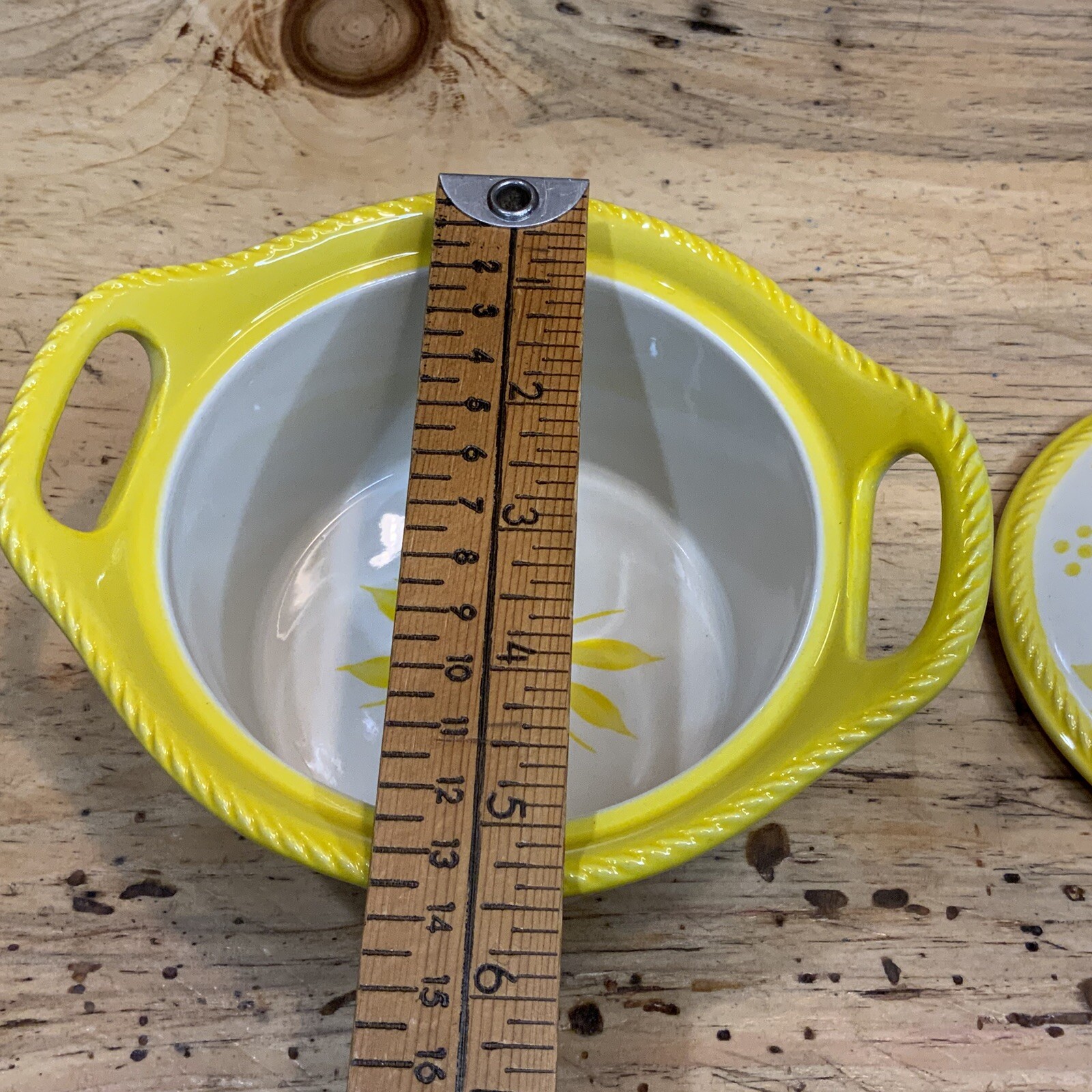 Temptations Old World Yellow Floral 16oz Mini Casserole Crock w/ Lid