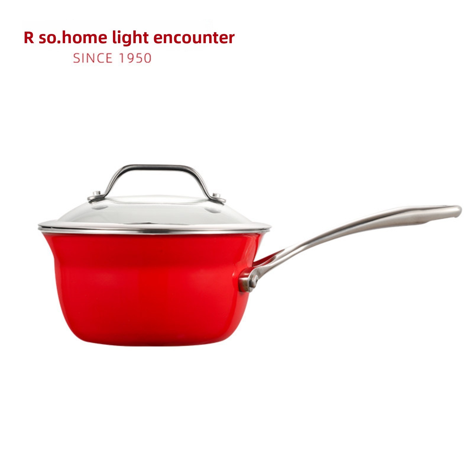 1.8L Wedel Enamel Single Handle Milk Pan with Glass Lid, All Stovetop Compatible