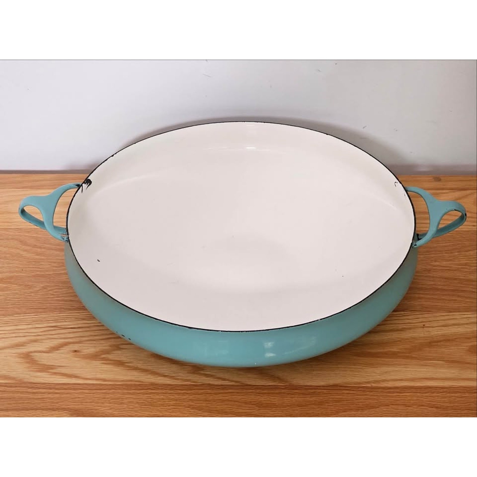 Dansk Kobenstyle Turquoise Paella Pan Enameled Steel France Jens Quistgaard