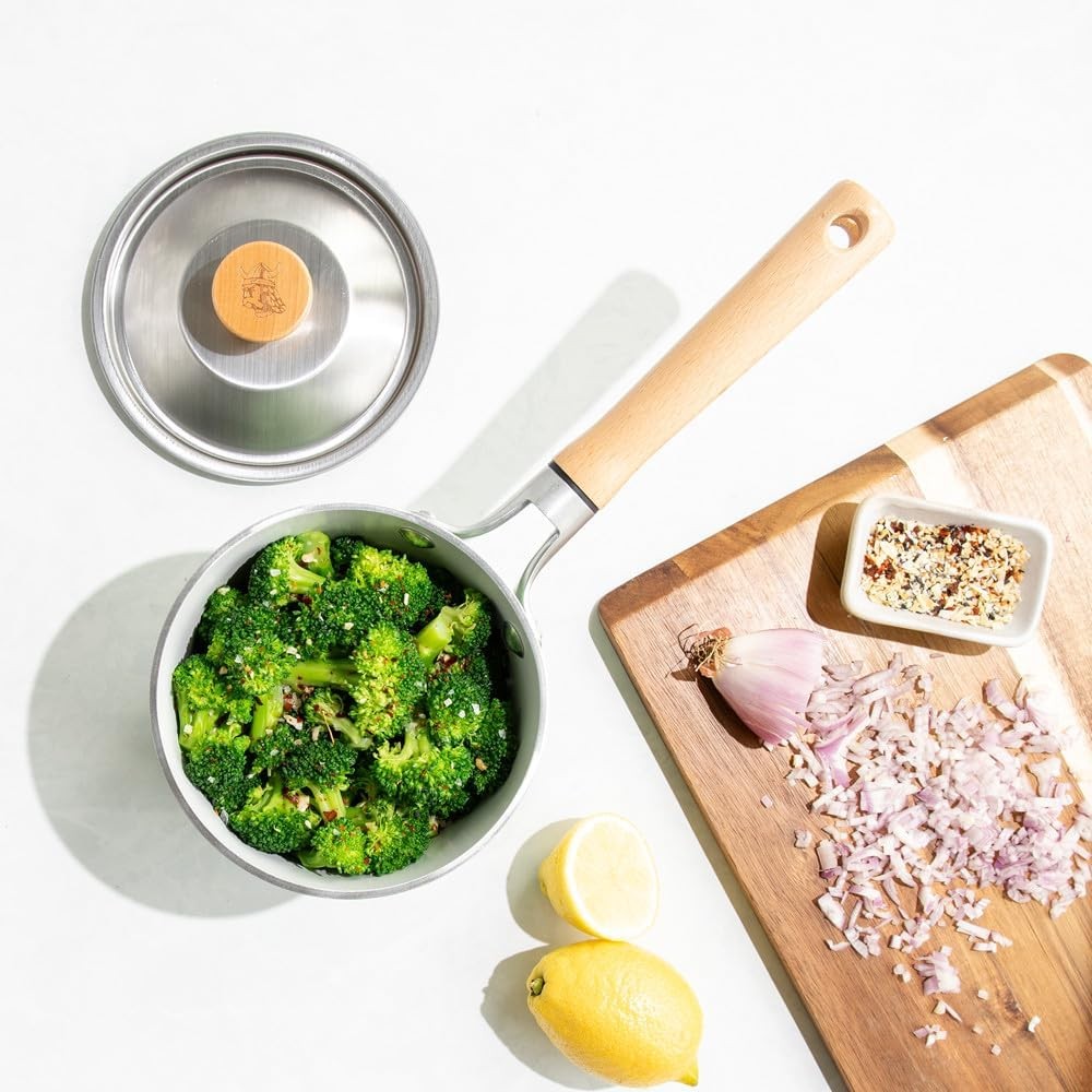 Cardamom Ceramic Nonstick 1.5 Quart Saucepan with Lid