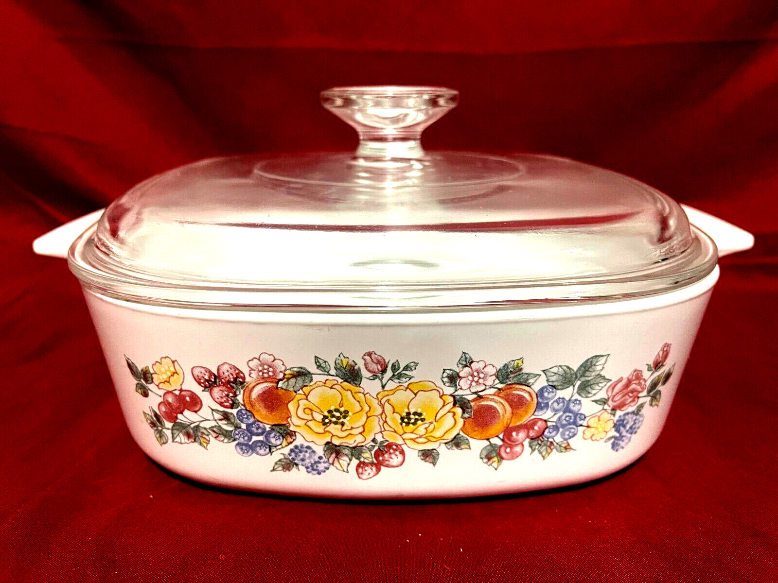 Corning Ware Orchard Rose A-2-B 2 Liter Square Casserole With Pyrex Lid