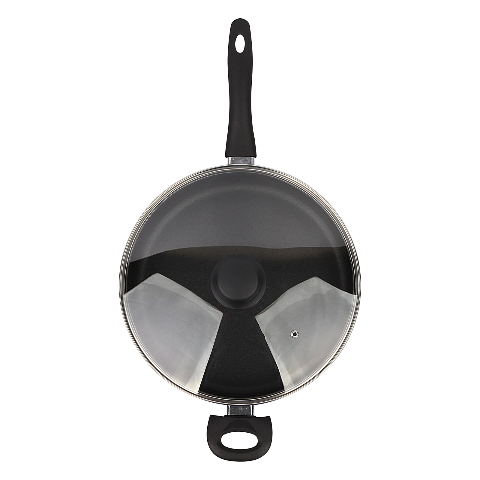 4 Quart Multi-Use Non-Stick 28cm Black Jumbo Cooker Frying Pan with Glass Lid