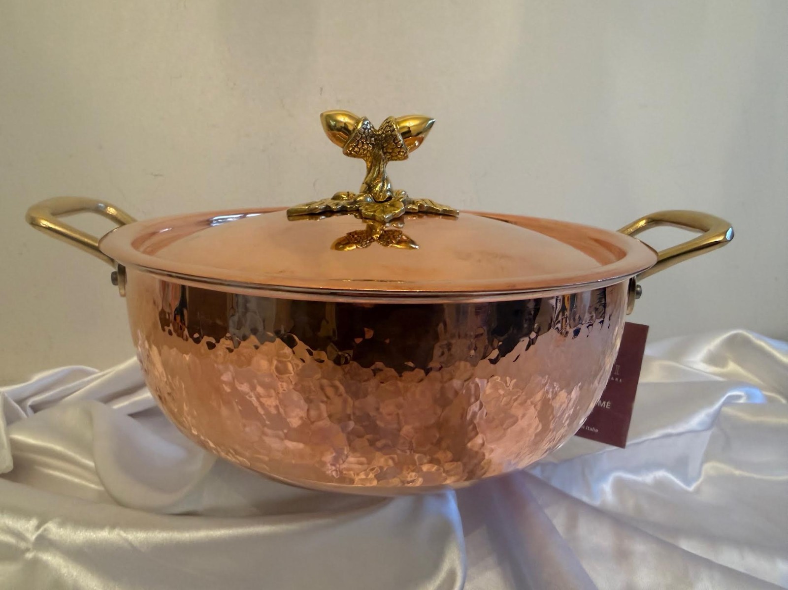 Ruffoni Copper Pot Historia Hammered Chef Braiser Acorn Knob, 24cm W/ LID 3.5QT