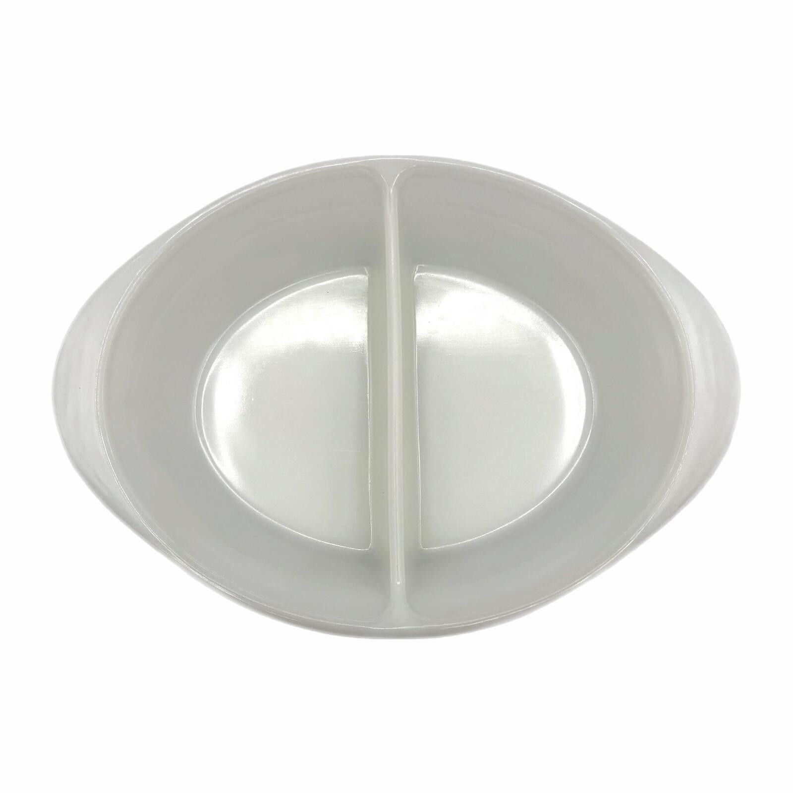 Vintage Pyrex Glasbake J289 White Milk Glass Divided Casserole Serving Dish