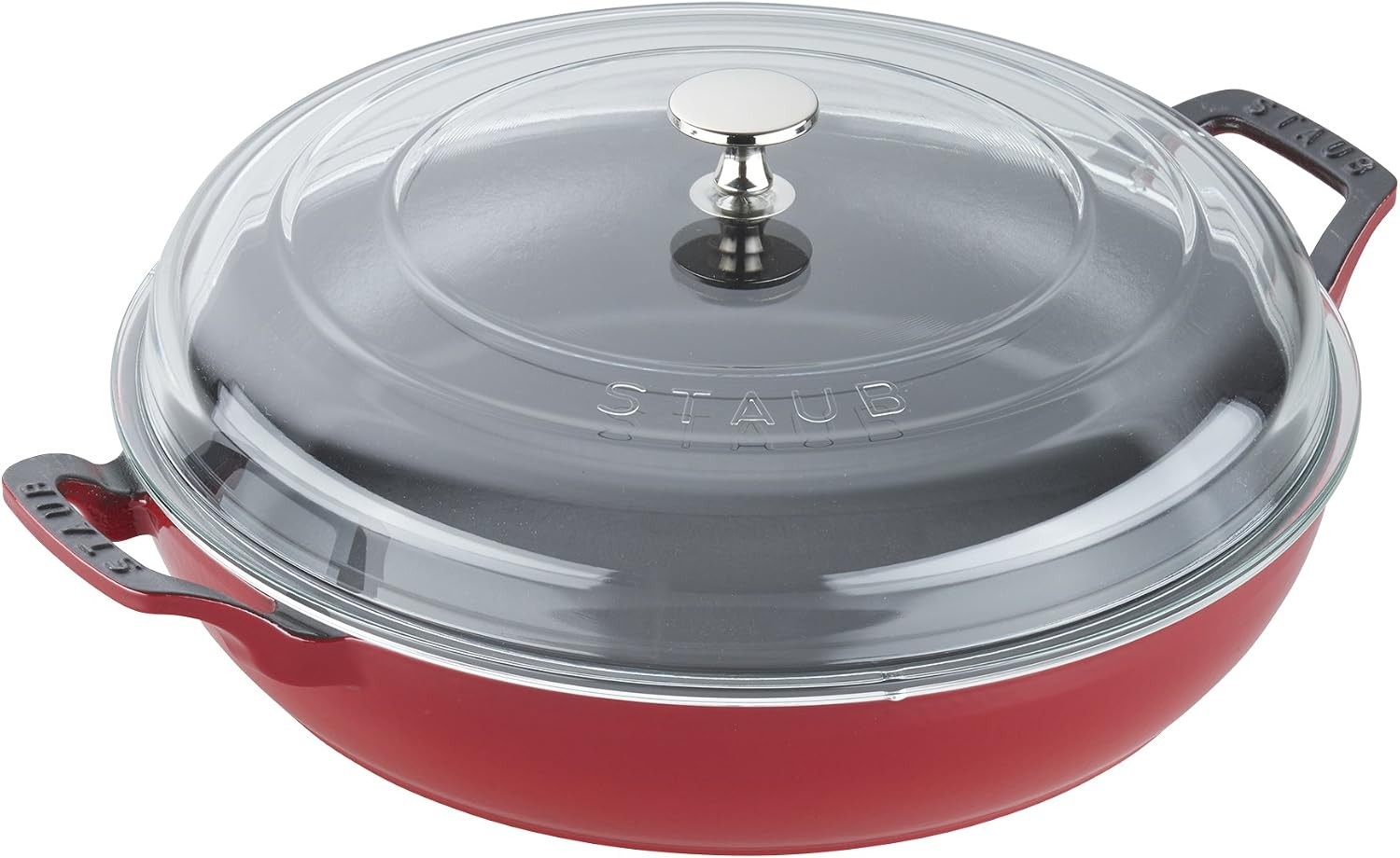 Staub Cast Iron Braiser with Glass Lid, Dutch Oven, 3.5-quart, serves 3-4, Made