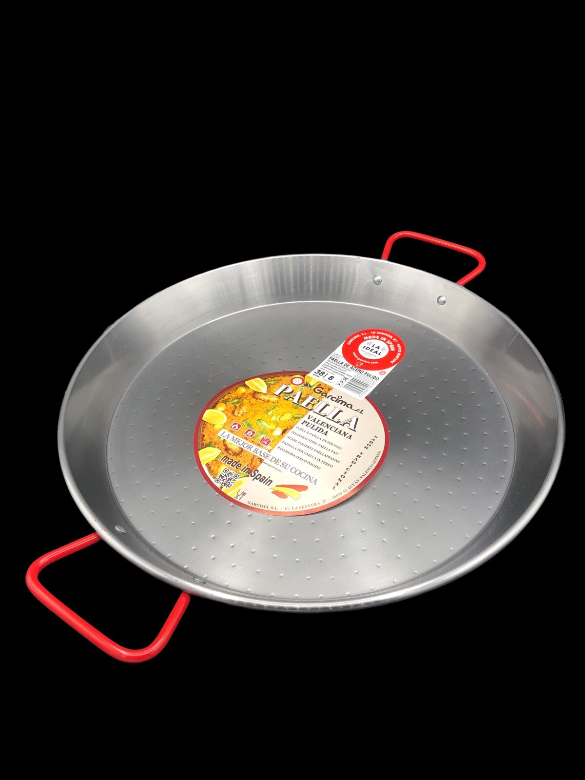 Garcima 15-Inch Carbon Steel Paella Pan, 38cm, Silver Spain