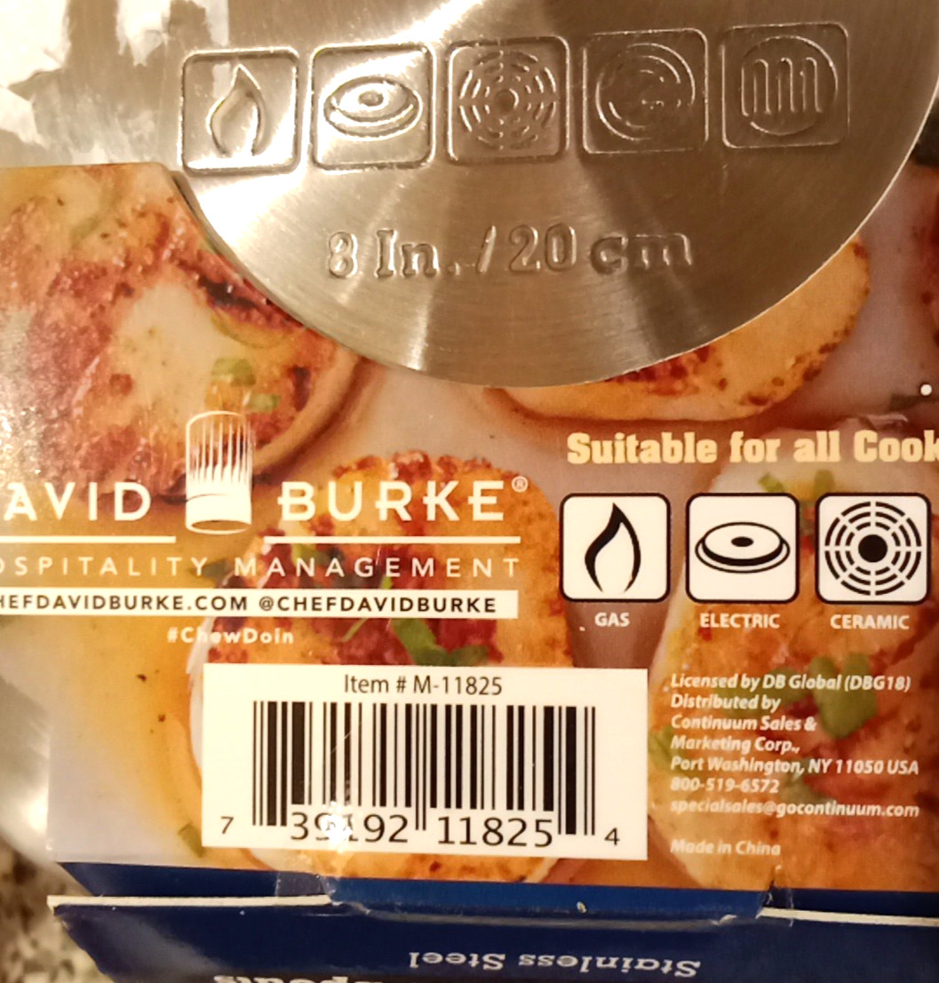 DAVID BURKE Restaurateur Stature 8″ Fry Pan + 2 Pour Spouts COMMERCIAL Grade NWT