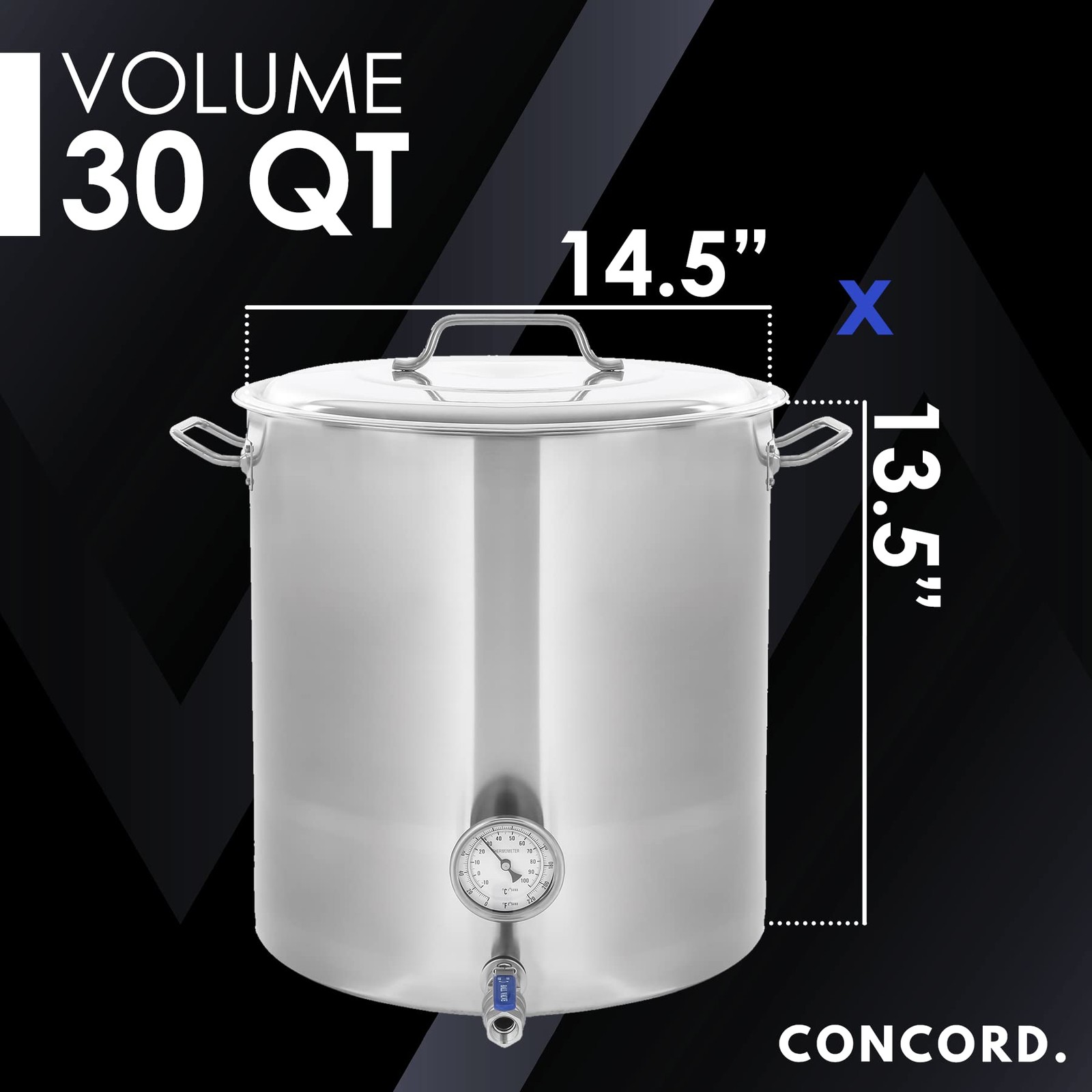 Concord Cookware Concord Stainless Steel Home Brew Kettle Stock Pot Weldless