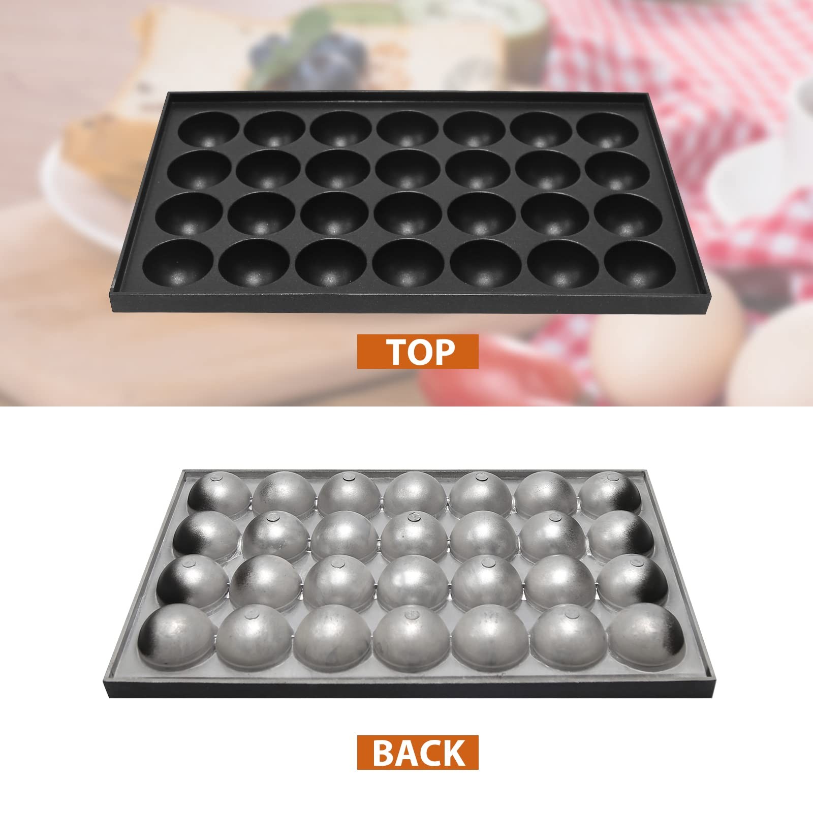 Aluminum Takoyaki Pan Square Cooking Plate Octopus Ball Maker 28 Hole 1.5 In