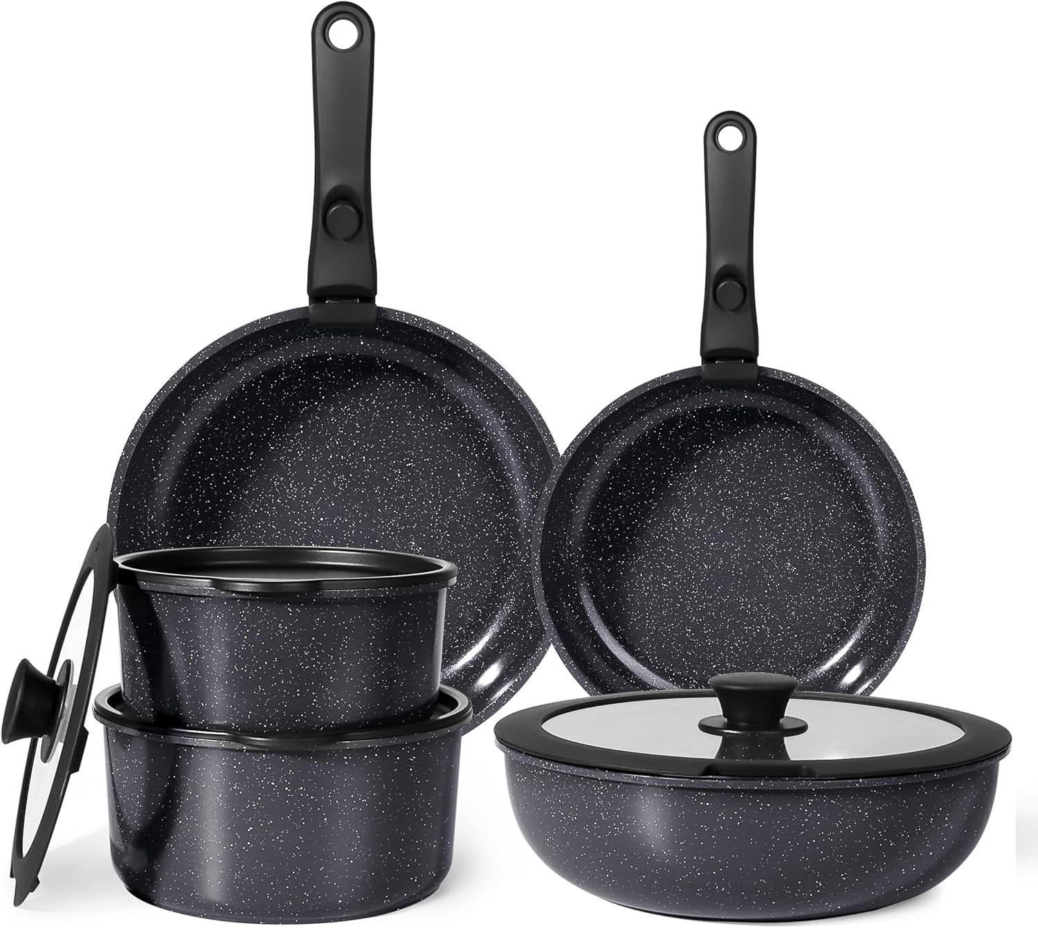 Compact 11-Piece Ceramic Nonstick Cookware Set Ideal for RVs & Small Kitchens