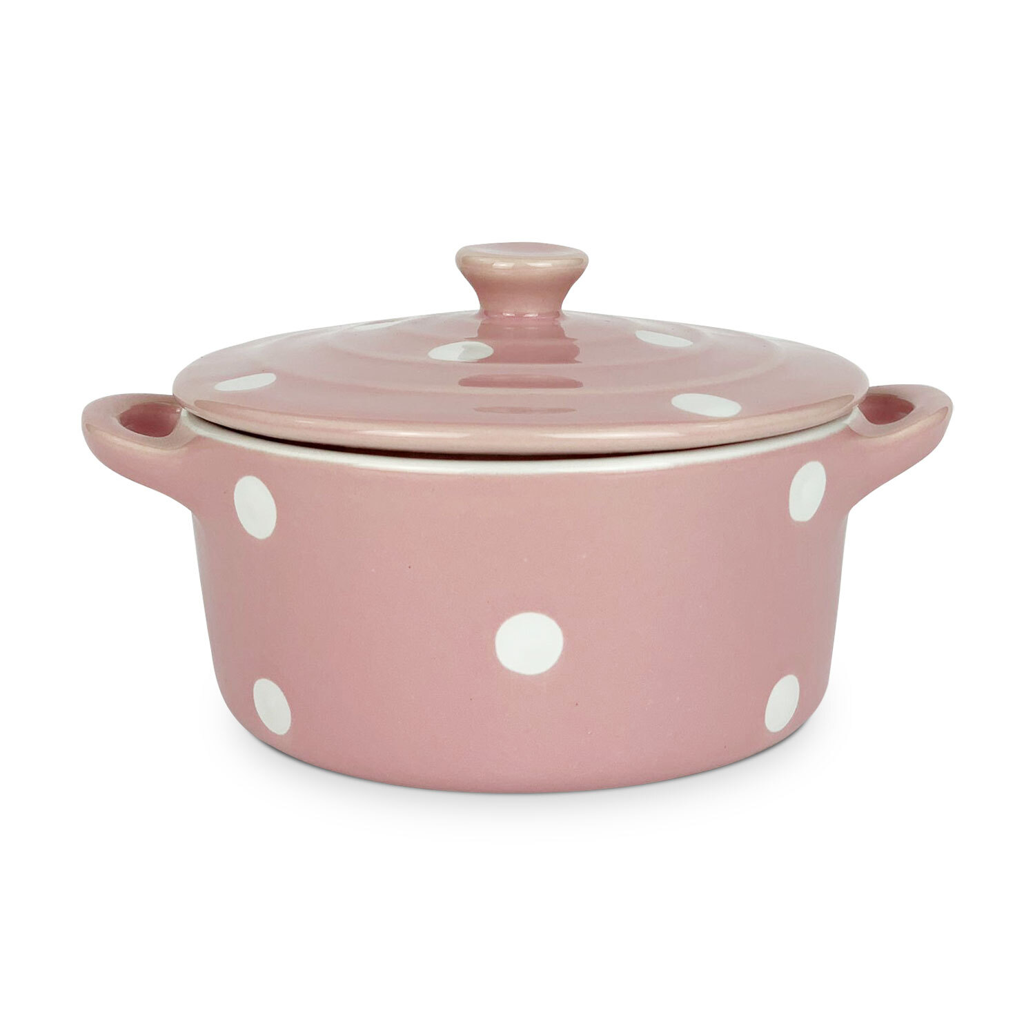 Isabelle Rose Ceramic Casserole with Polka Dot Lid Shabby Chic 5154