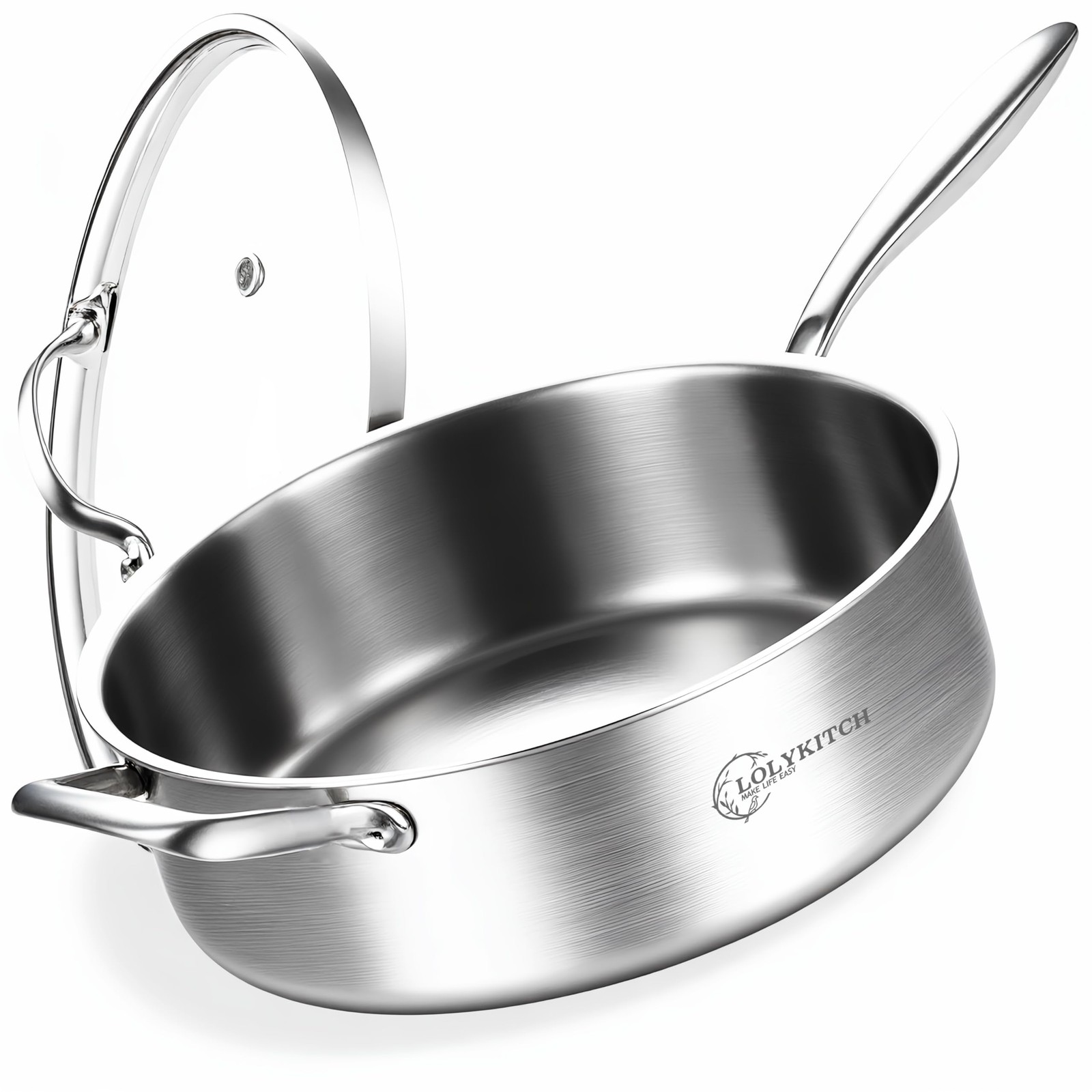 7-Quart Saute Pan with Lid | 12-Inch Deep Frying Pan