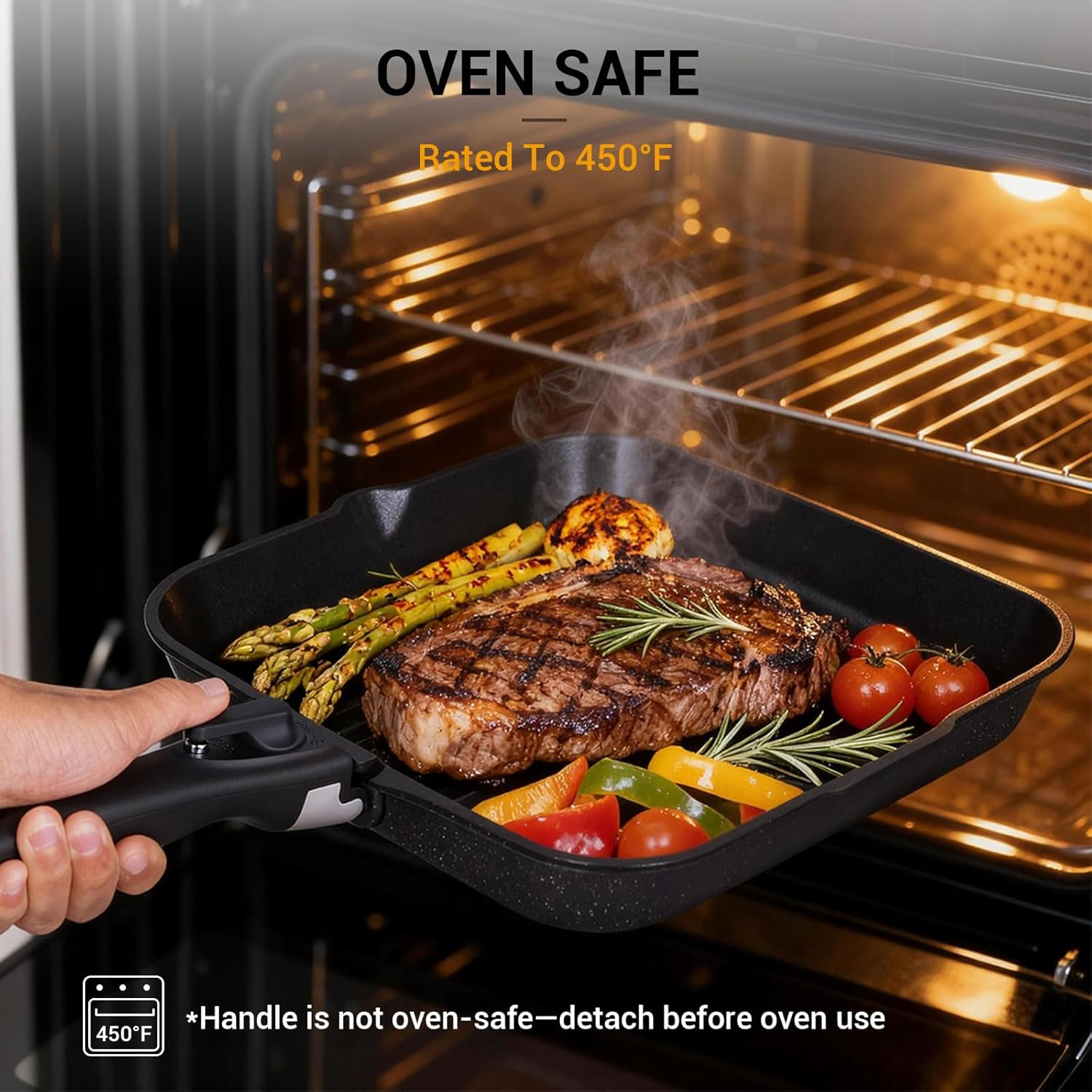 21 Pcs Non-Stick Pots and Pans Set with Detachable Handle & Grill Pan
