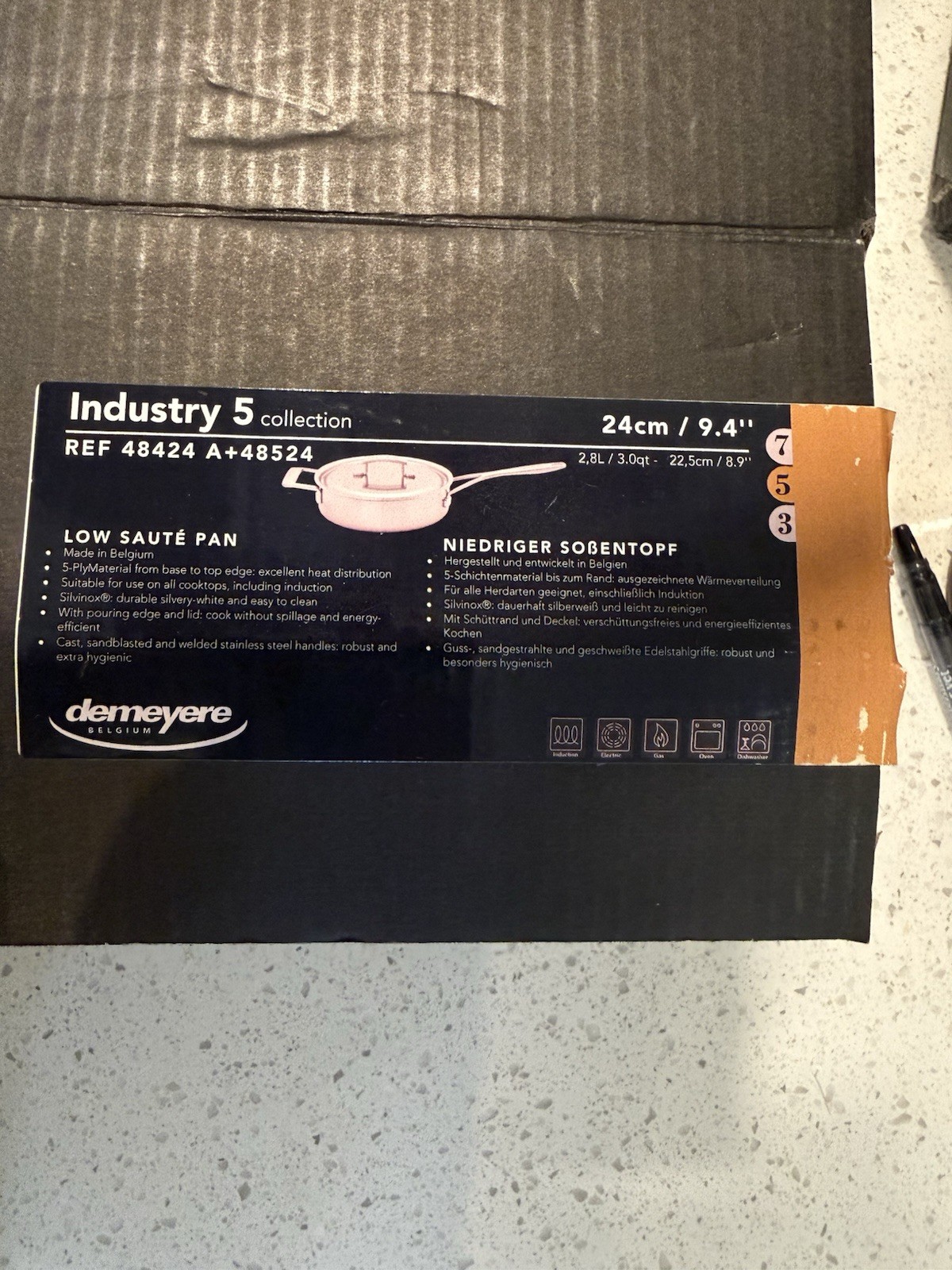 Demeyere Industry 5 Sauce Pan 22cm & Low Saute Pan 24cm w/ Lids Set