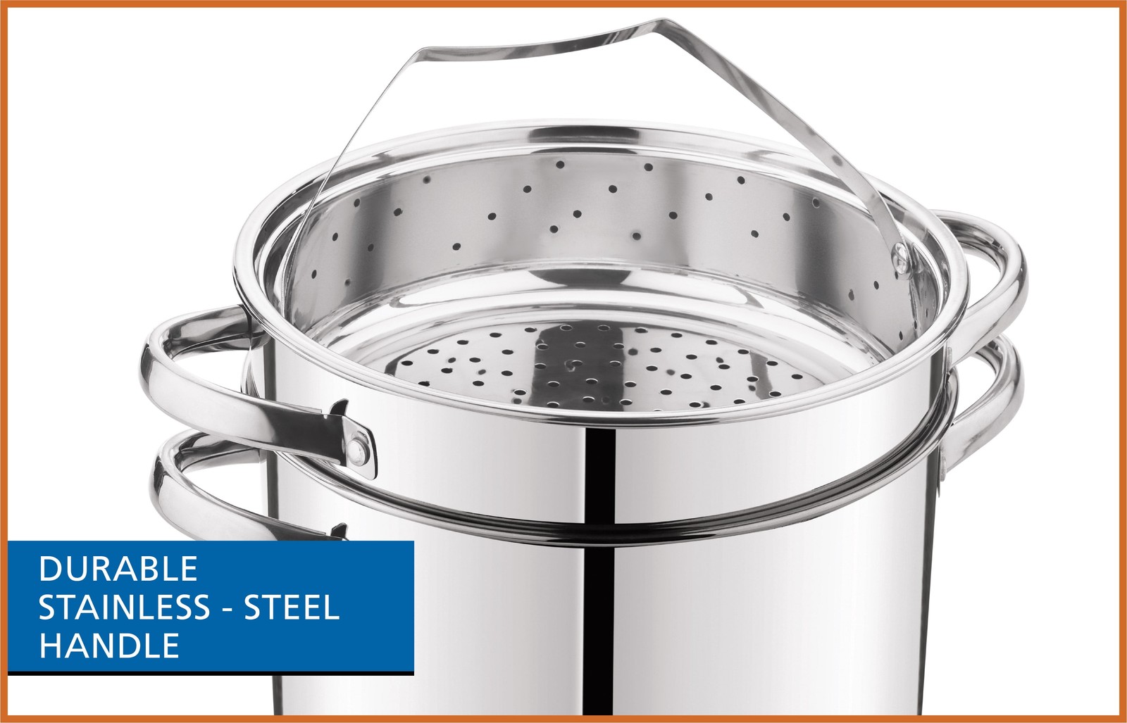 Multi-Cooker Set with Lid 8 Qt Pasta Steam Pot Stainless Steel Steamer Basket
