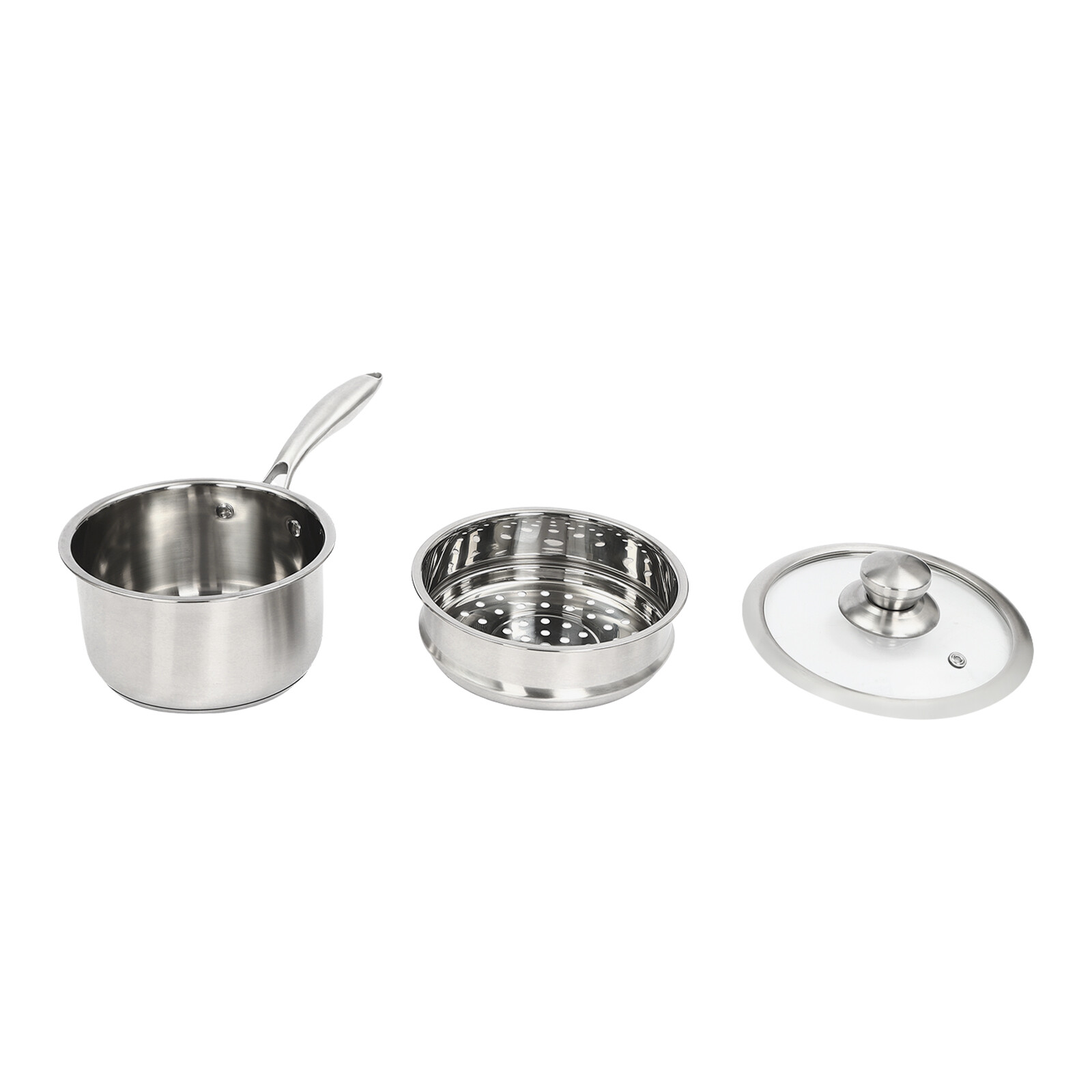 Double Layer Non-stick Steaming Pot W/Steamer Uncoated Stainless Steel Saucepan