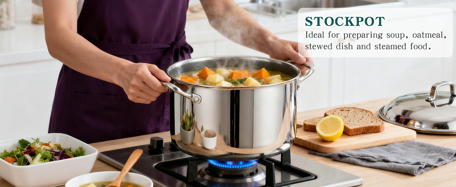 14-Piece Hybrid Stainless Steel Cookware Set, Pots and Pans Set with 3 Silicone