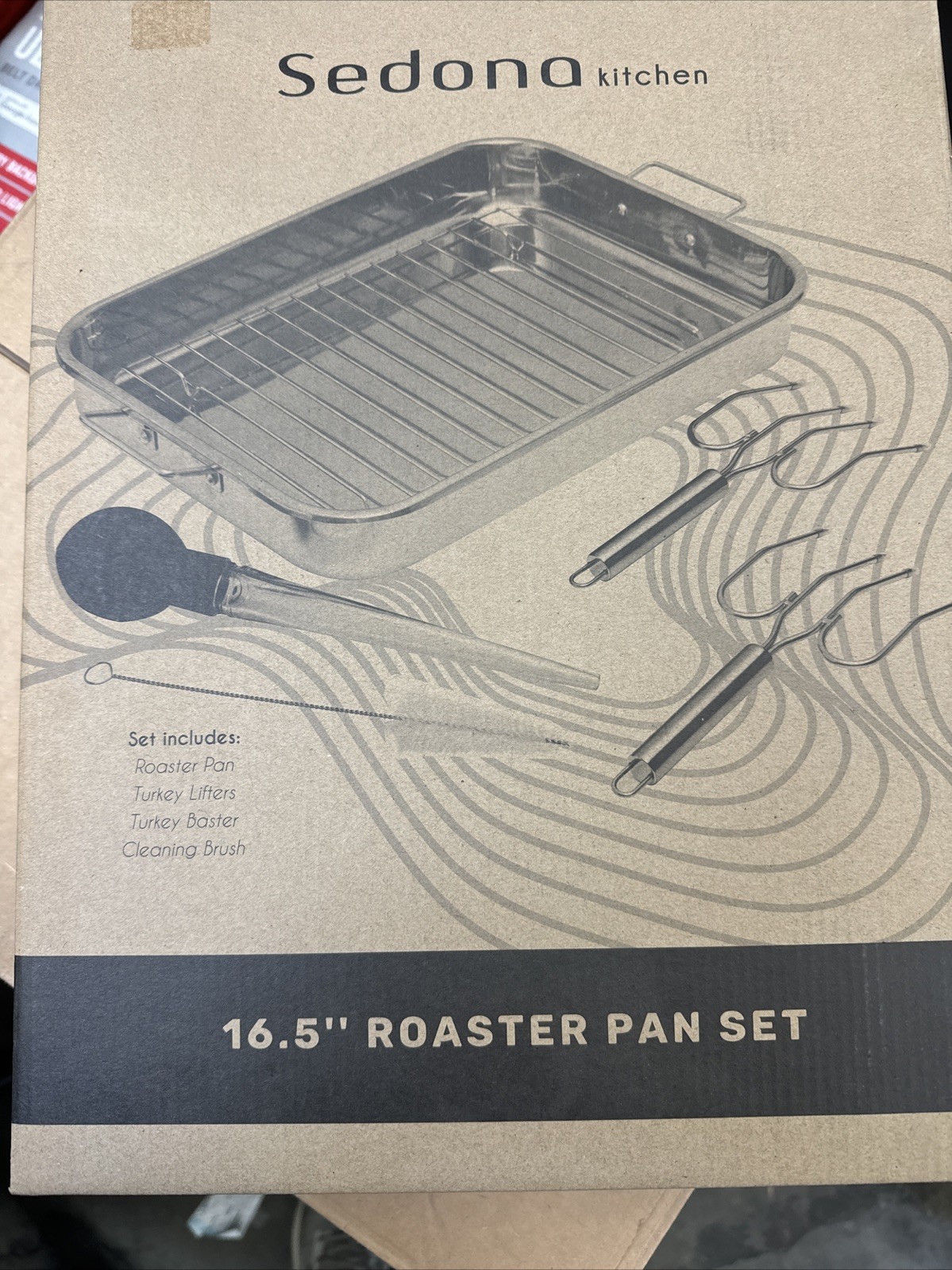 Sedona Kitchen 16.5 in Stainless Steel Roaster Pan Set 6-Piece New Boxed @