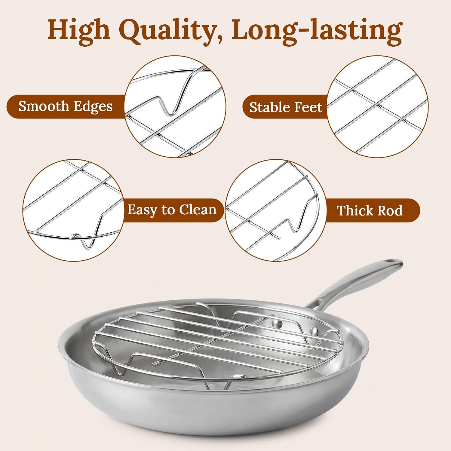 6.77” Stainless Steel Steamer Rack Steaming Rack Pot Accessories for Roasting