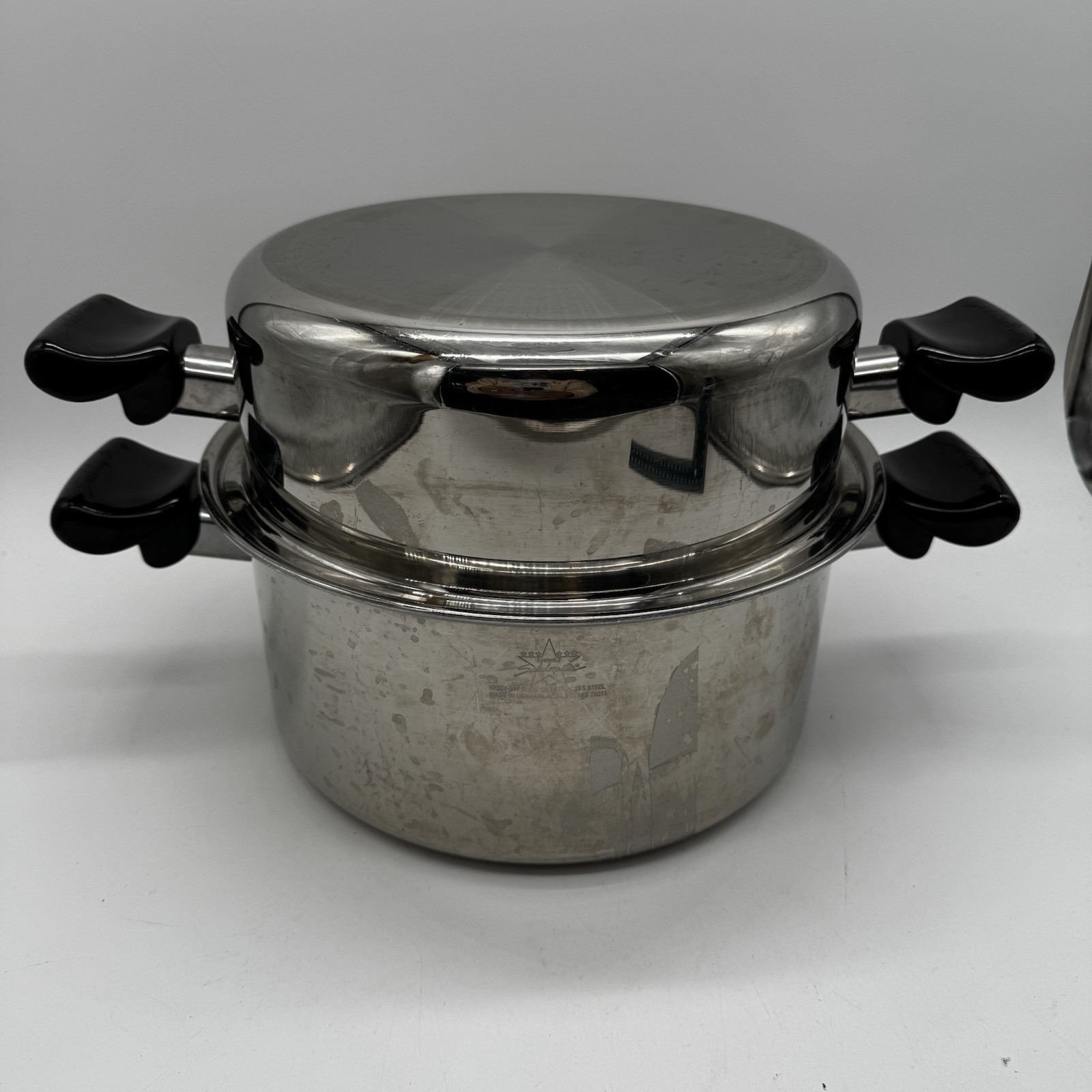 Saladmaster System 7 TP304-316 Surgical Stainless 7 Qt Stock Pot w/ Dome Lid.