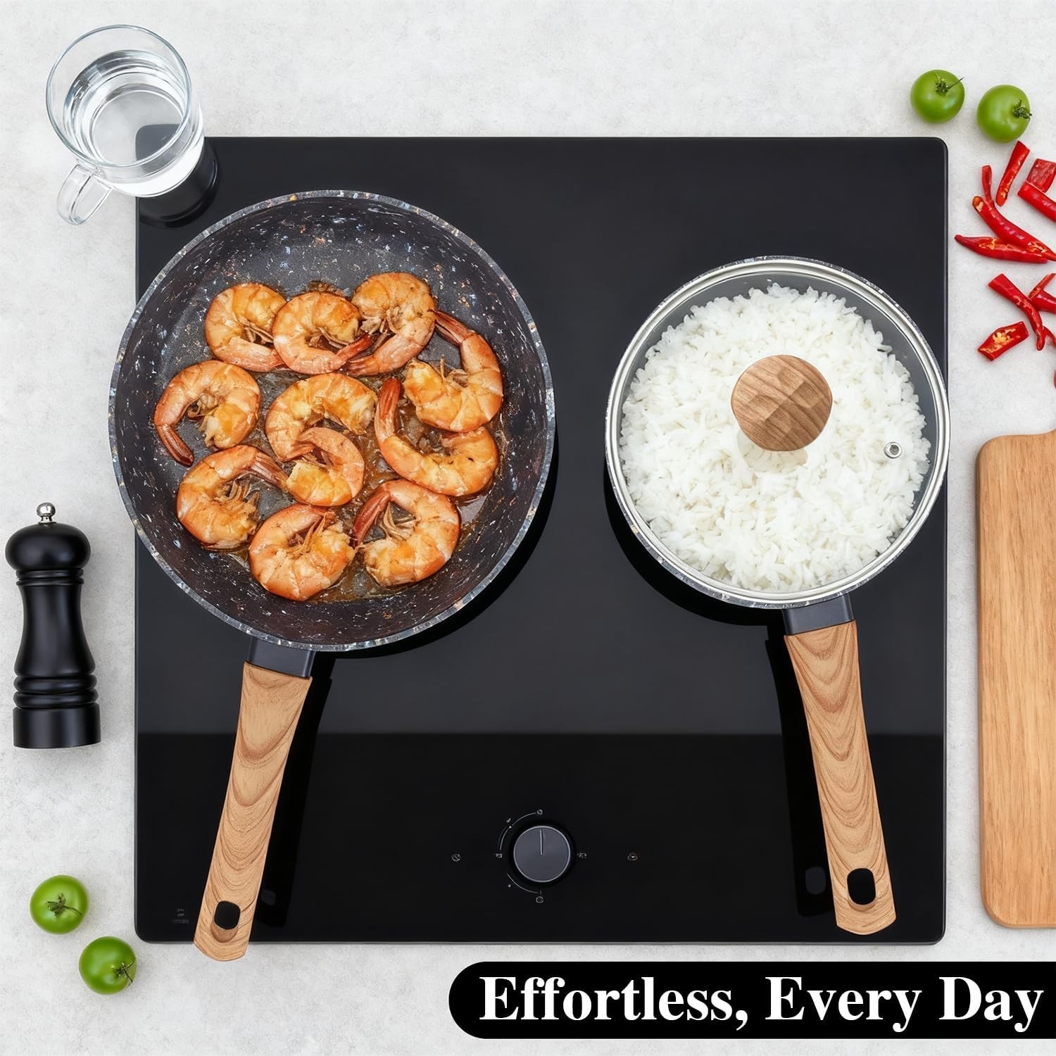 2-Piece Nonstick Cookware Set,10.25 Inch Frying Pan & 1.43QT Saucepan with Li…