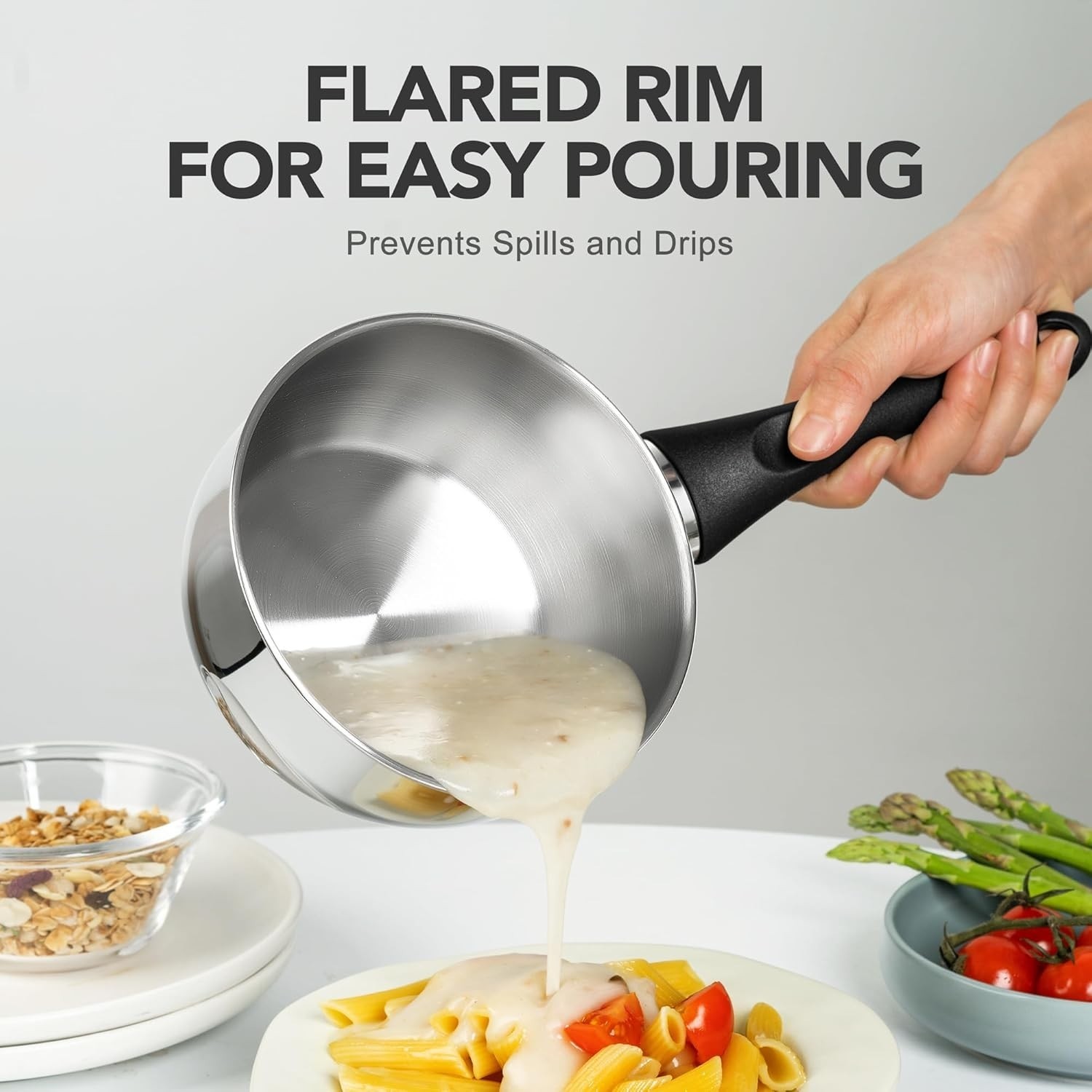 Stainless Steel Saucepan Set, 1 QT & 2 QT & 3 QT Saucepans with Glass Lids…